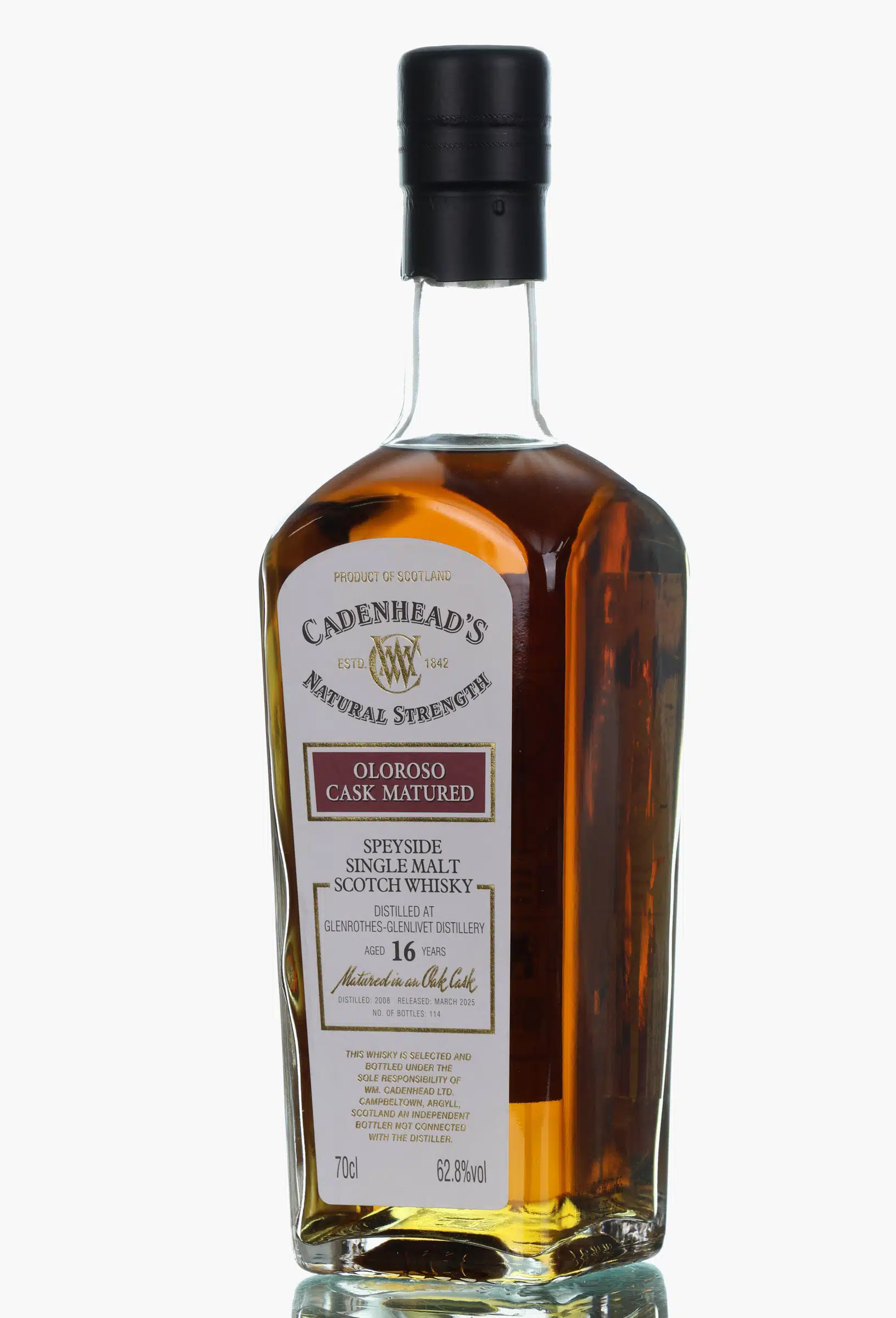 Glenrothes Authentic Collection 16 Year Old, Oloroso Sherry Cask, 2008, Cadenhead's, 62.8% whisky bottle