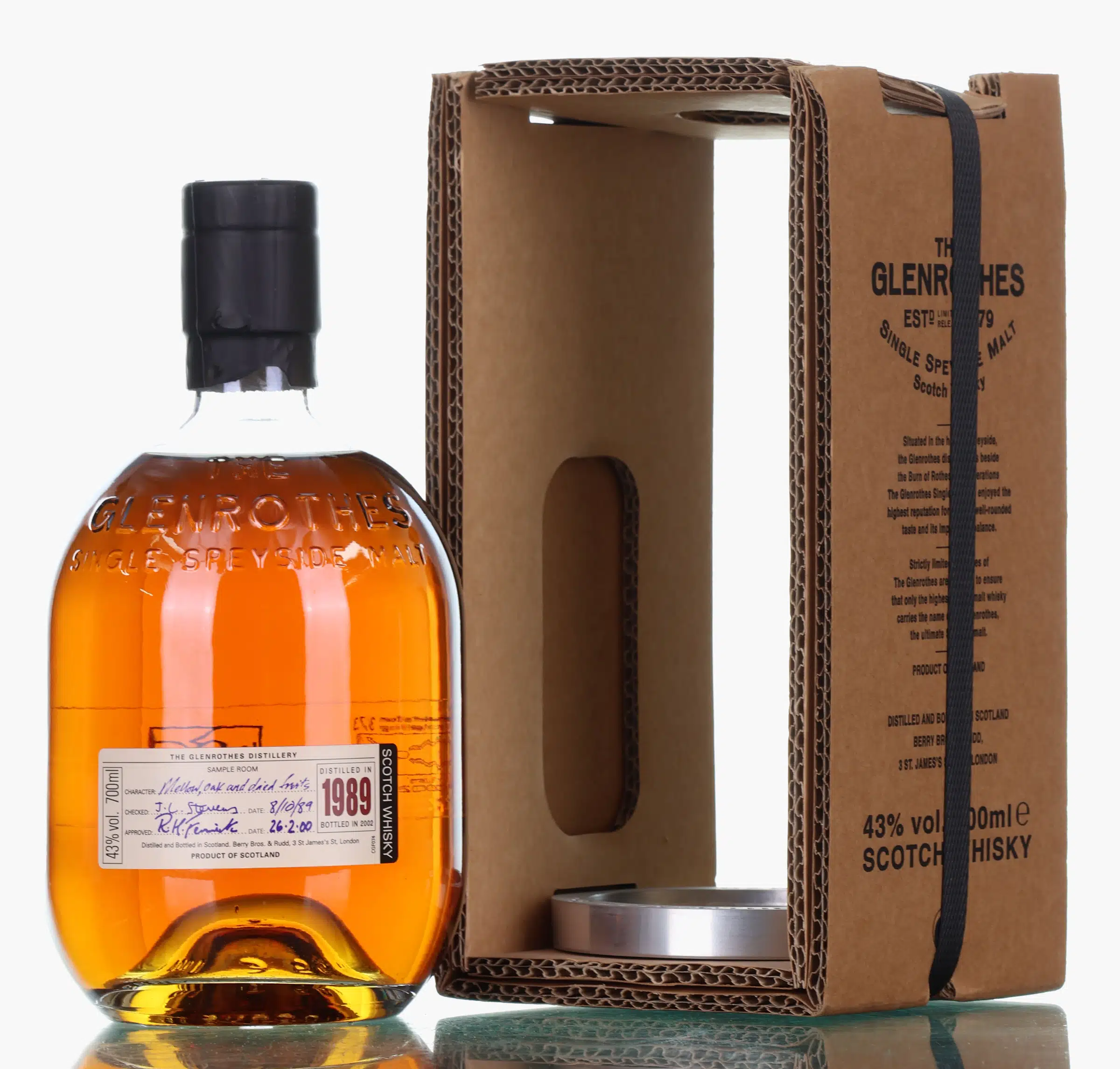 Glenrothes 1989 13 Year Old, Sherry Cask, 2002, 43% whisky bottle