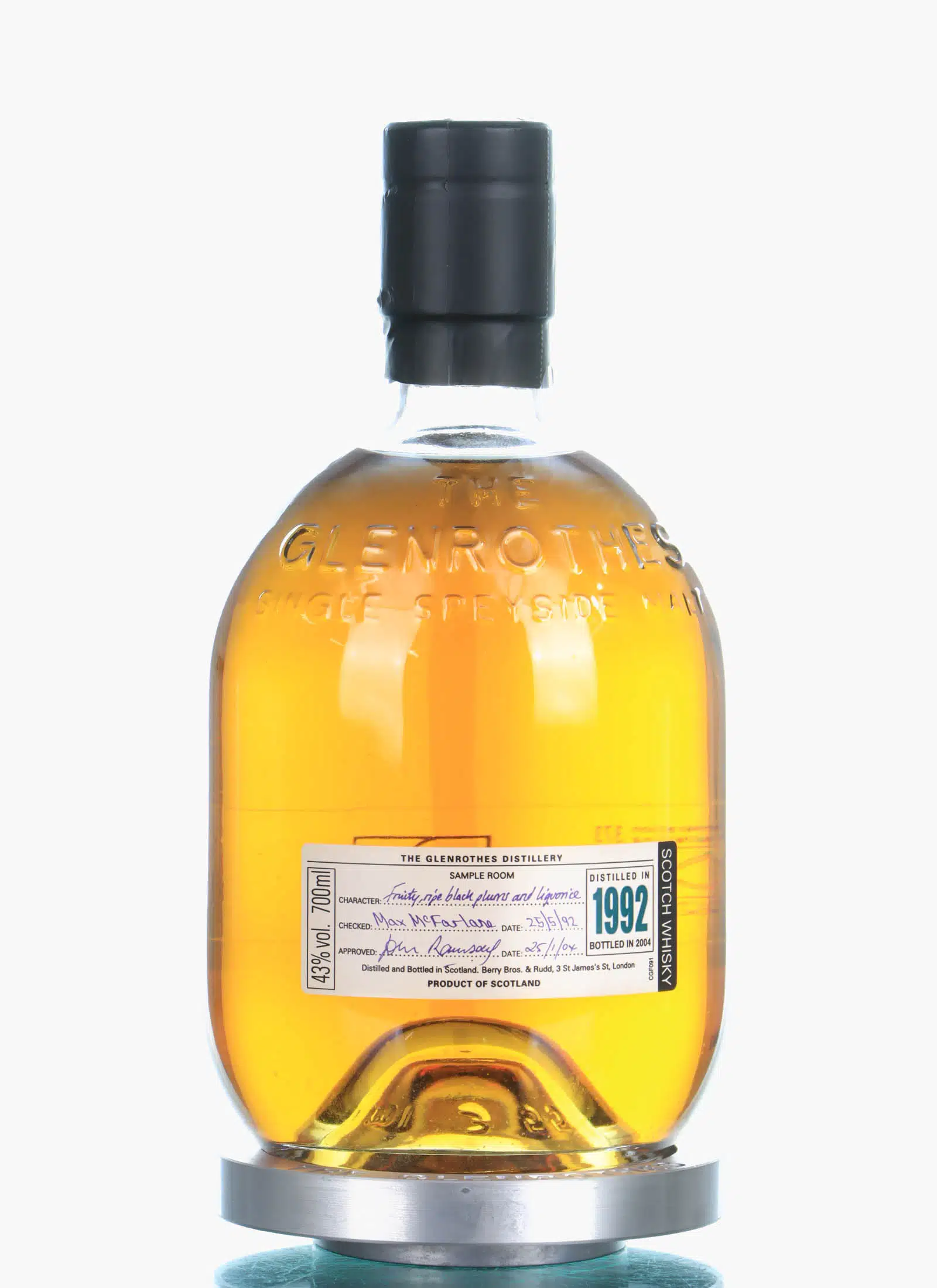 Glenrothes Vintage 1992 12 Year Old, Sherry Cask, 2004, 43% whisky bottle