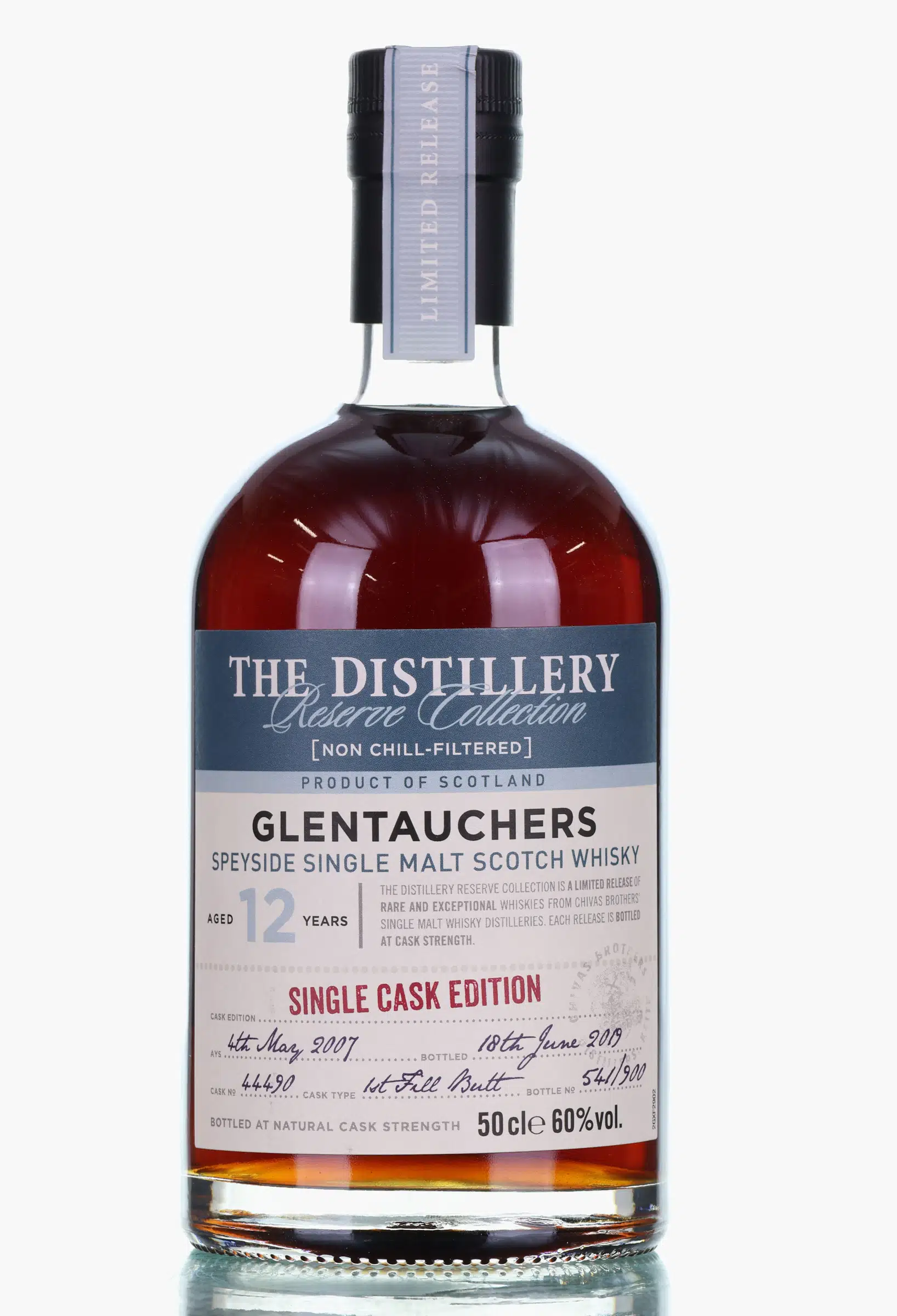 Glentauchers The Distillery Reserve Collection 12 Year Old, Sherry Butt Cask, Cask #44490, 2019, 60% whisky bottle