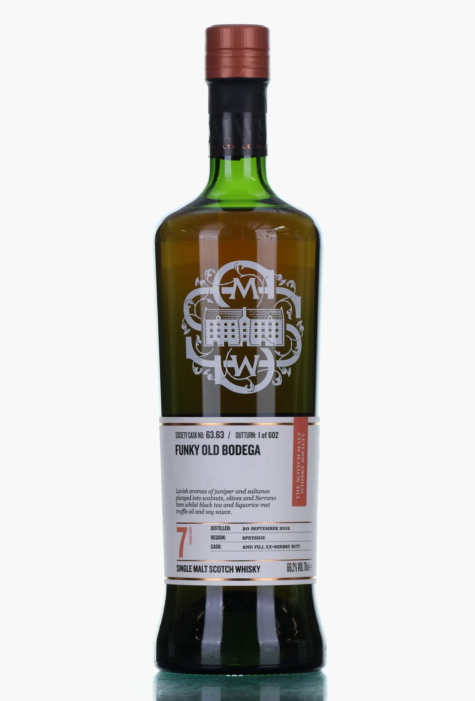 Glentauchers Funky Old Bodega 7 Year Old, Sherry Cask, Cask #63.63, 2012, The Scotch Malt Whisky Society, 66.2% whisky bottle