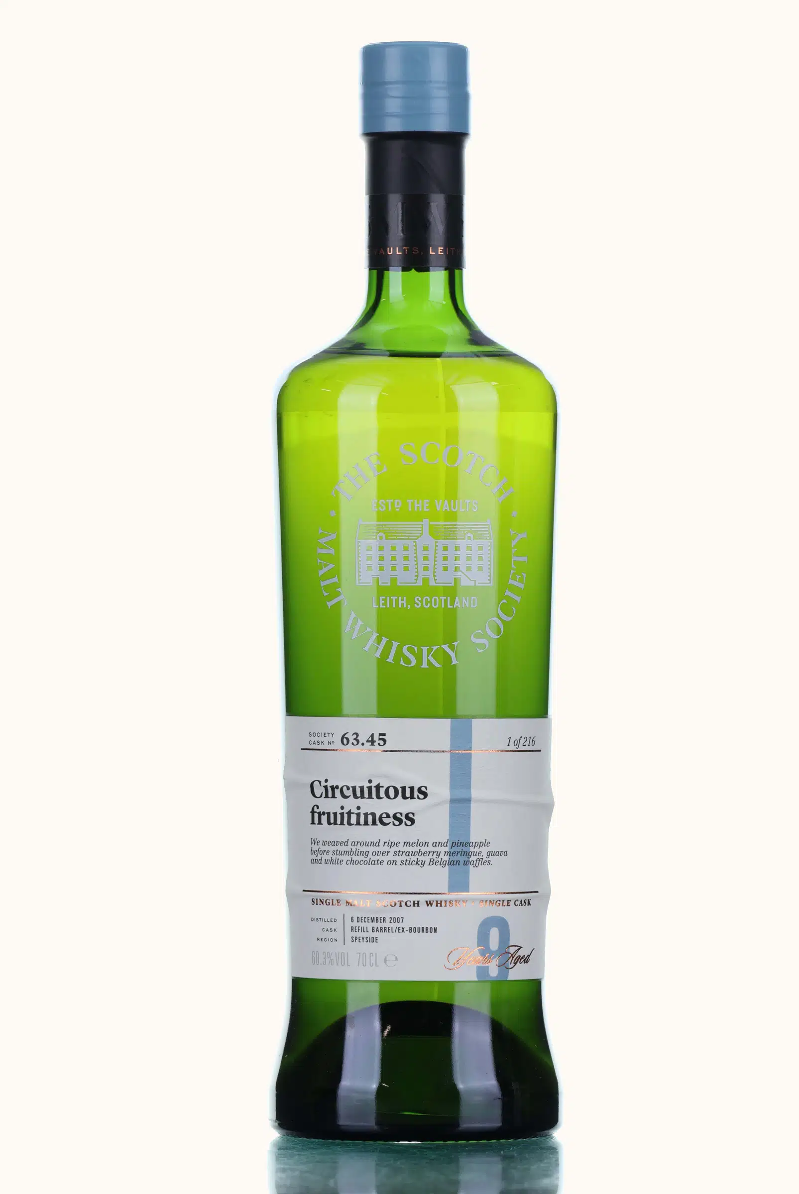 Glentauchers Circuitous Fruitiness 9 Year Old, Bourbon Cask, Cask #63.45, 2007, The Scotch Malt Whisky Society, 60.3% whisky bottle
