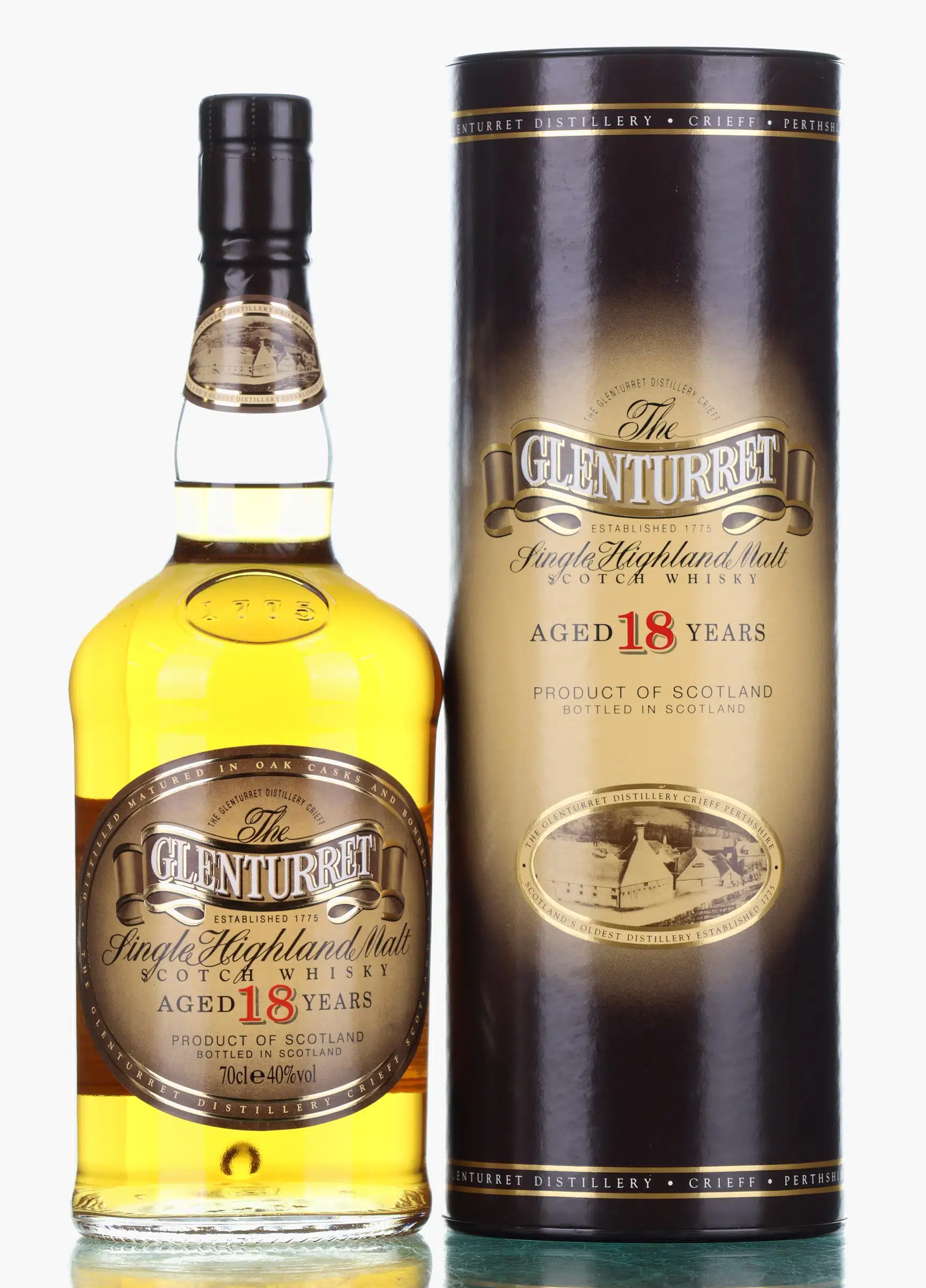 Glenturret 18 Year Old, 40% whisky bottle