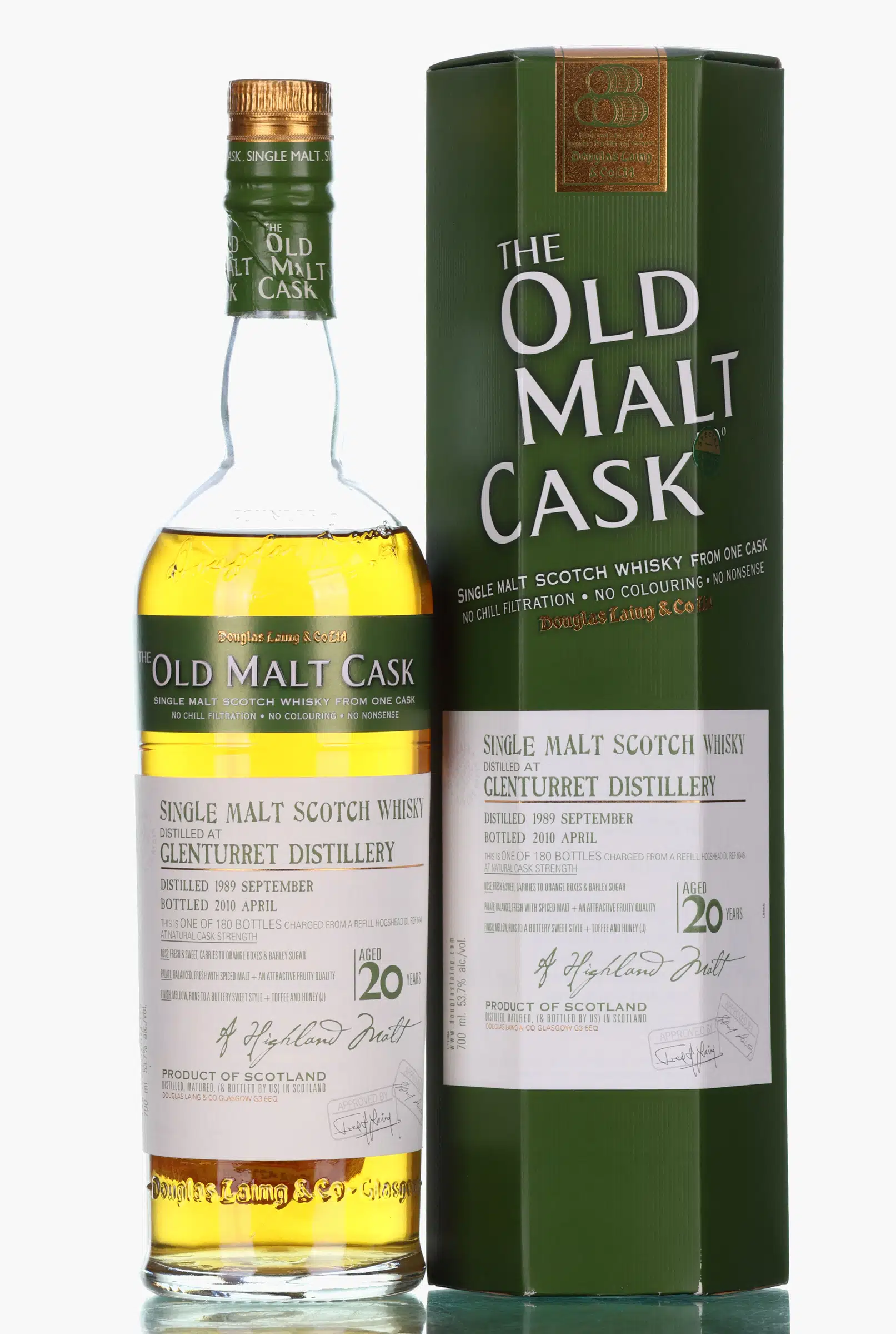 Glenturret Old Malt Cask #20 Year Old, Hogshead Cask, Cask #6046, 1989, Douglas Laing, 53.7% whisky bottle