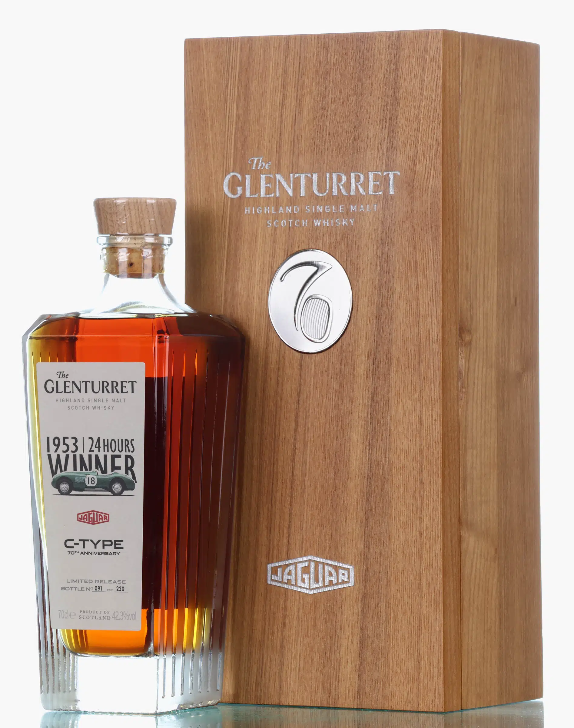 Glenturret Jaguar C-Type 70th Anniversary 32 Year Old, Oloroso & Pedro Ximenez Sherry Cask, 2023, 42.3% whisky bottle