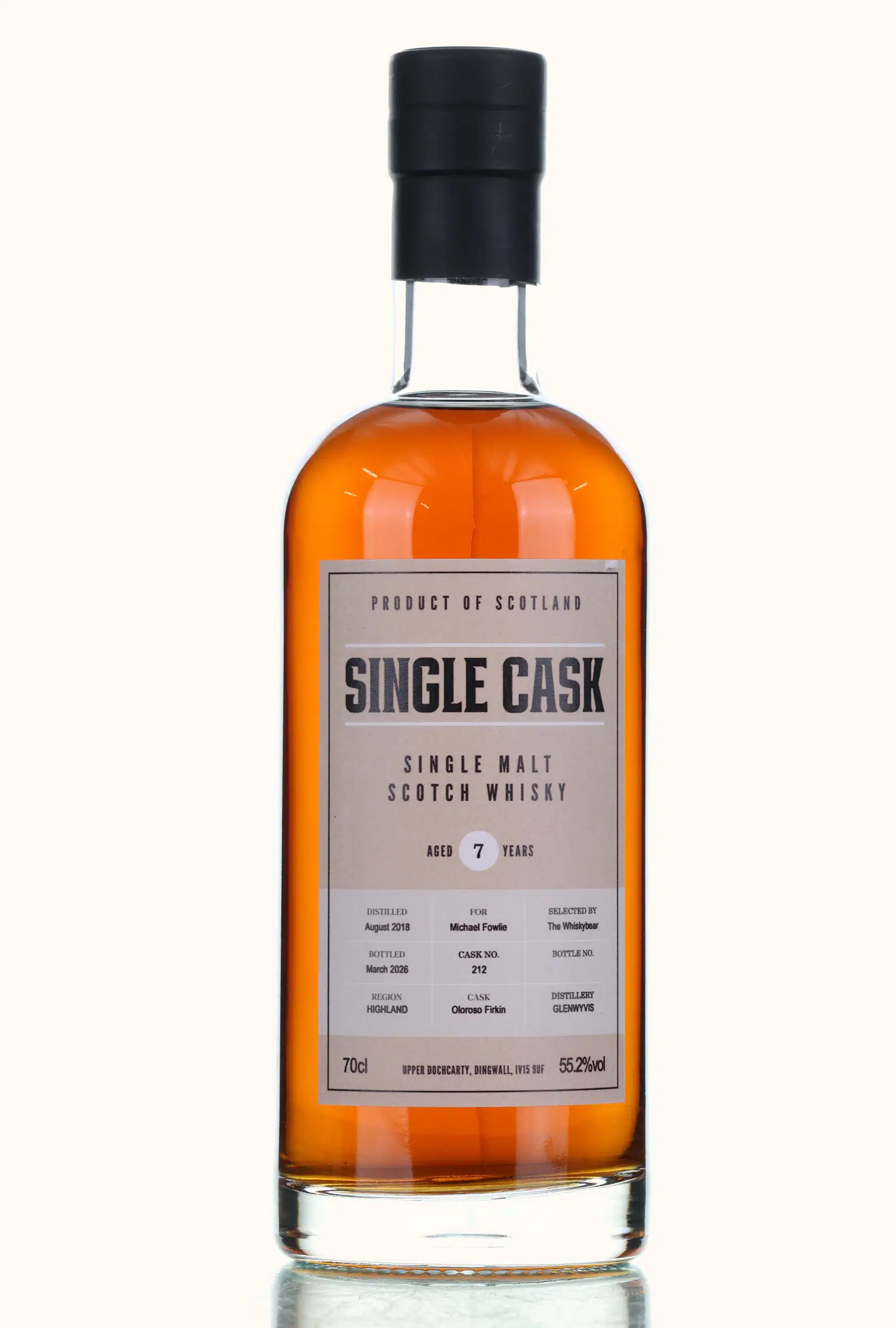 GlenWyvis 7 Year Old, Oloroso Cask, Cask #212, 2026, 55.2% whisky bottle