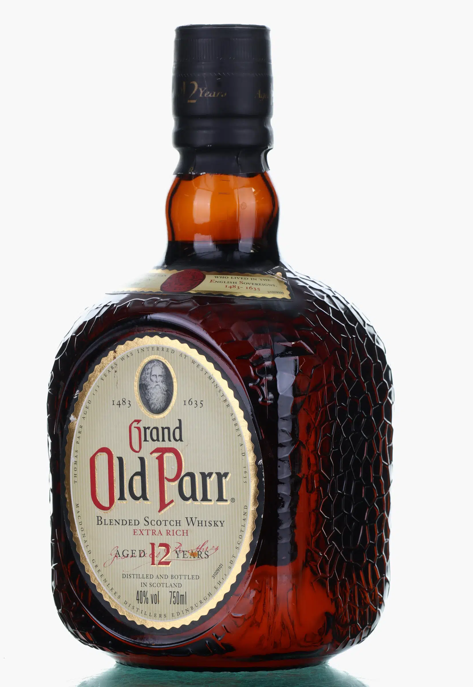 Grand Old Parr Extra Rich 12 Year Old, 40% whisky bottle