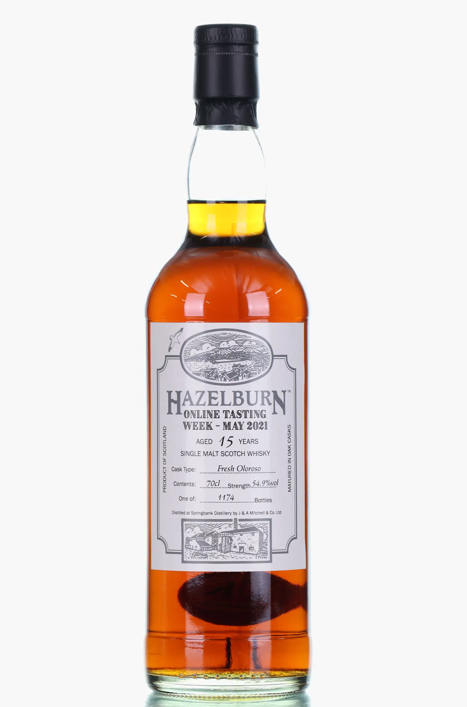 Hazelburn Online Tasting Week 2021 15 Year Old, Oloroso Sherry Cask, 2021, 54.9% whisky bottle