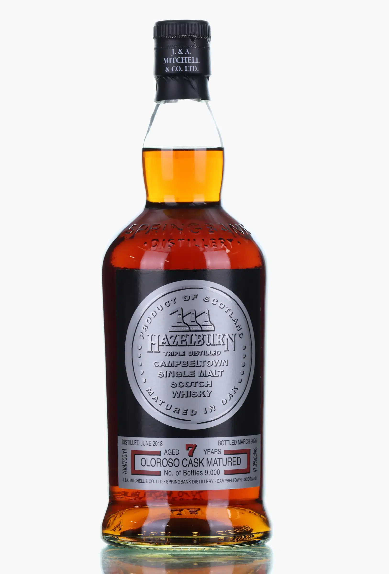 Hazelburn Oloroso Cask Matured 7 Year Old, Sherry Cask, 2026, 47.9% whisky bottle