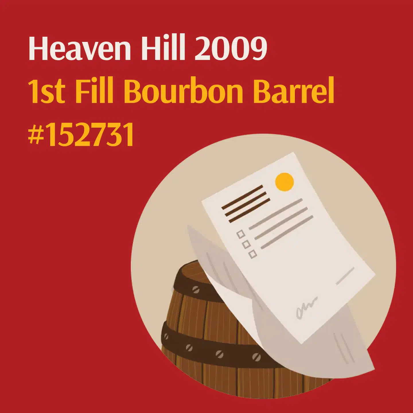Heaven Hill 1st Fill Bourbon 15 Year Old, Bourbon Cask, Cask #152731, 2009, Whisky Broker, 61.2% whisky bottle