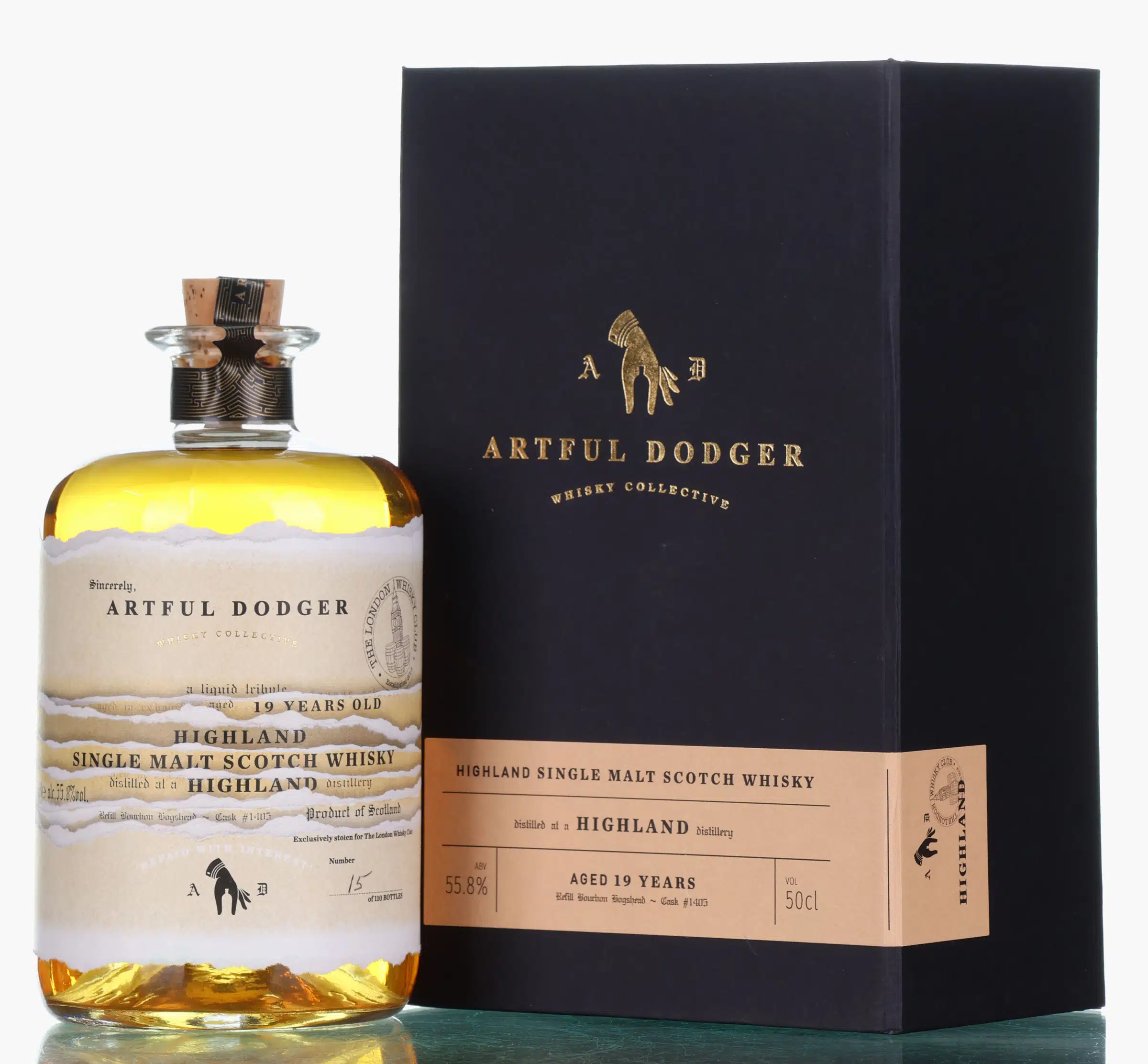 Highland 19 Years Old Artful Dodger Single The London Whisky Club, Bourbon Cask, Cask #1405, 2000, Artful Dodger, 55.8% whisky bottle