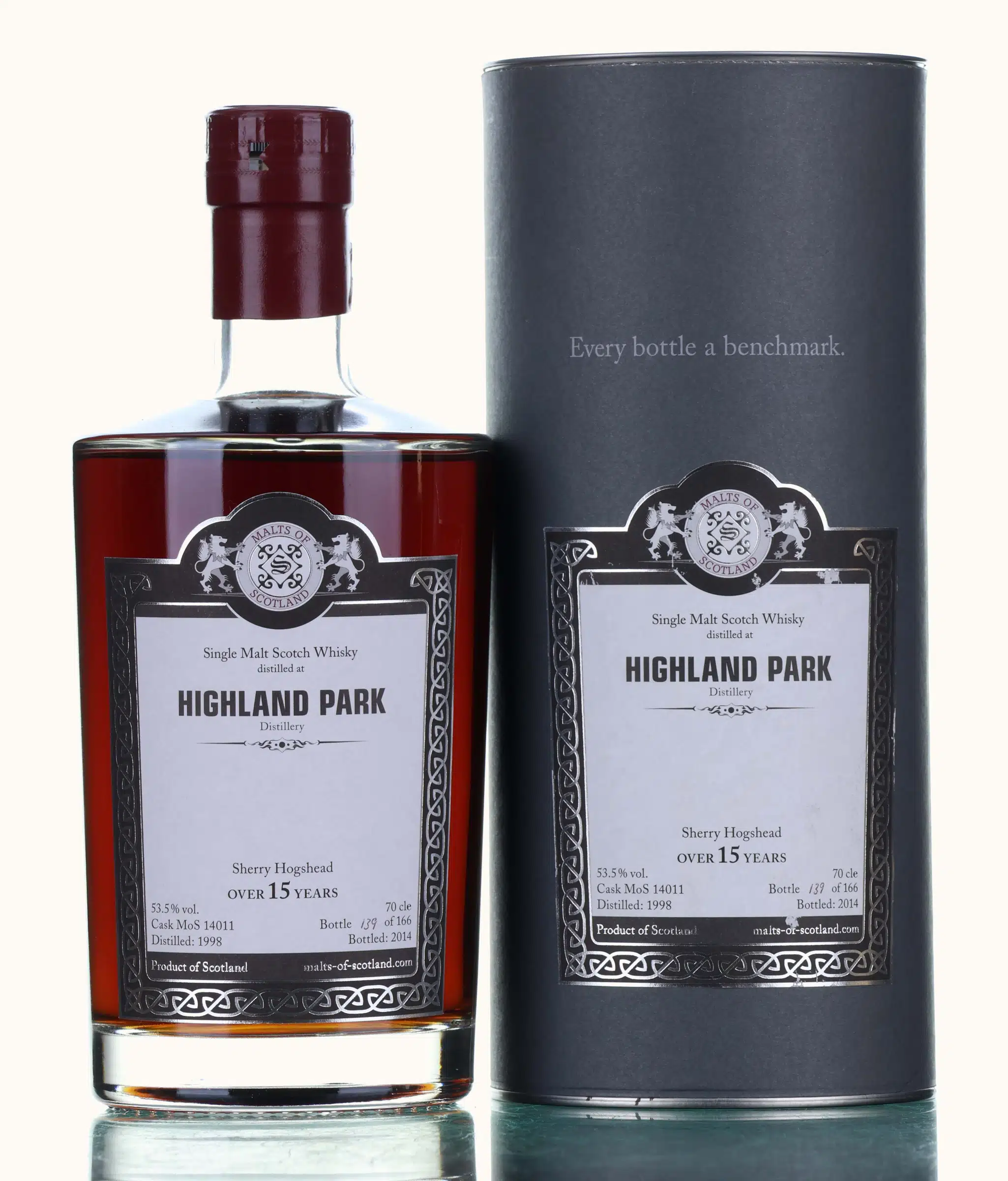 Highland Park 15 Year Old, Sherry Cask, Cask #14011, 1998, Malts of Scotland, 53.5% whisky bottle