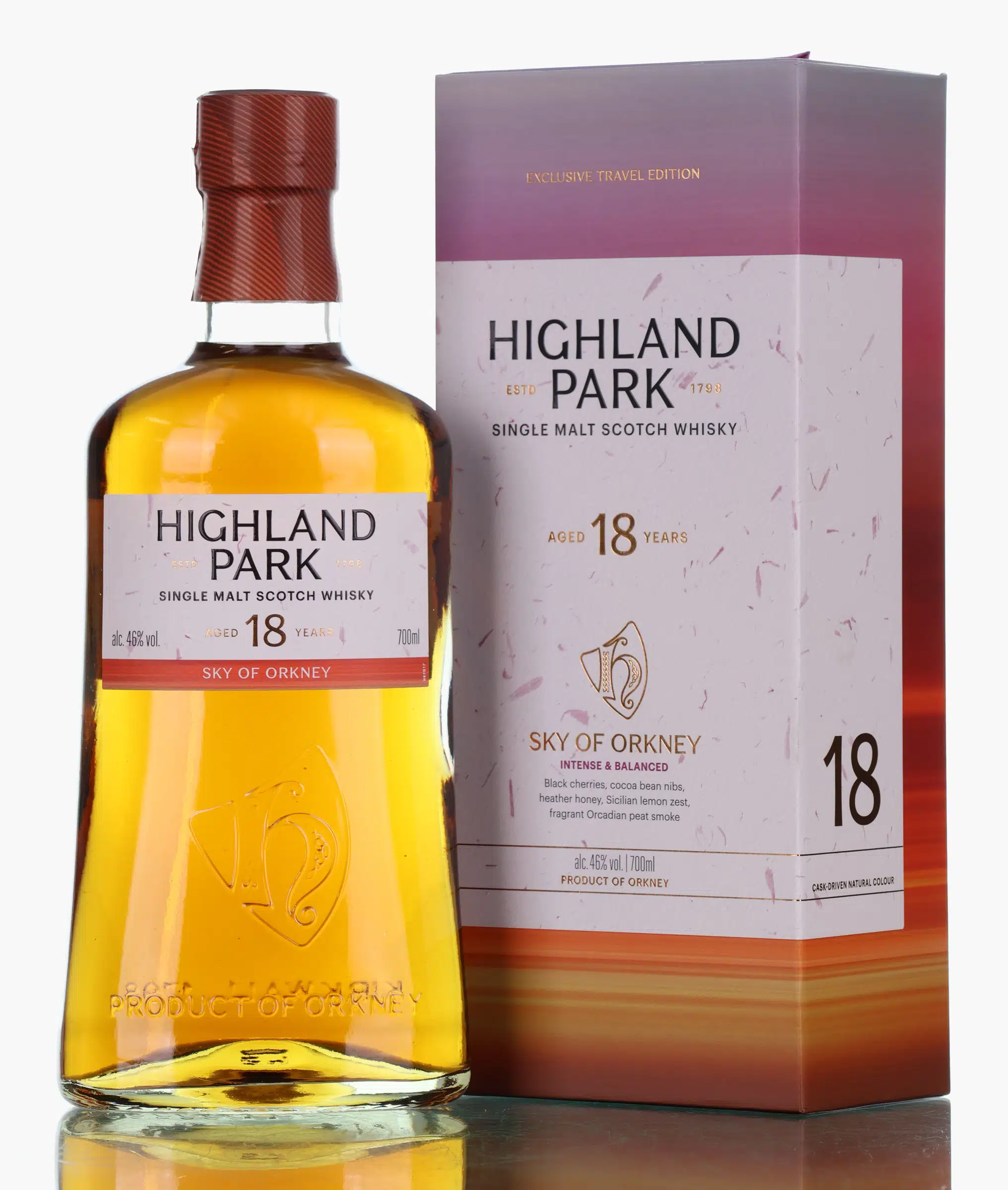 Highland Park Sky of Orkney Travel Edition 18 Year Old, Sherry Cask, 46% whisky bottle