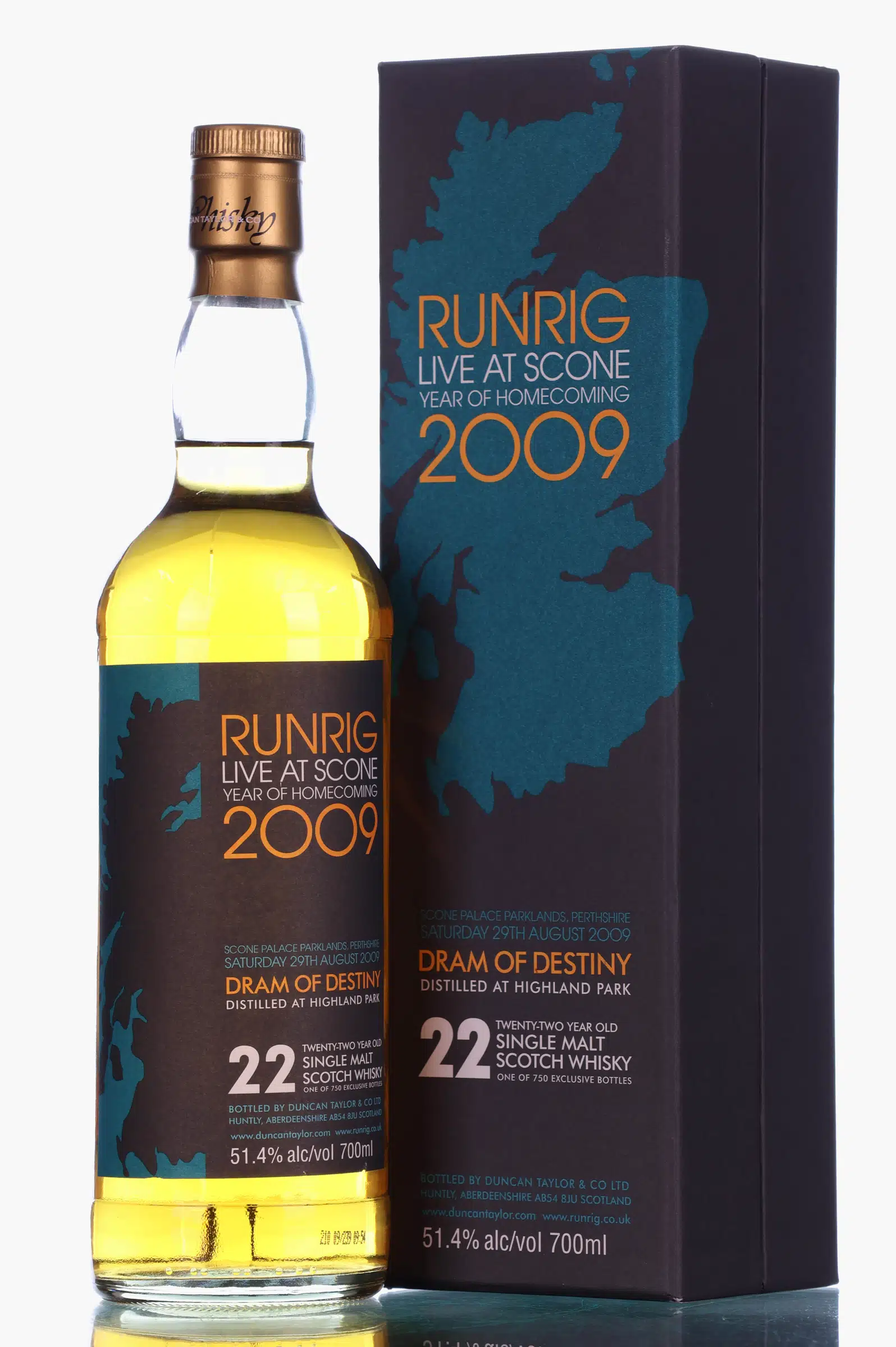 Highland Park Runrig Live at Scone 22 Year Old, Oak Cask, 1987, Duncan Taylor, 51.4% whisky bottle