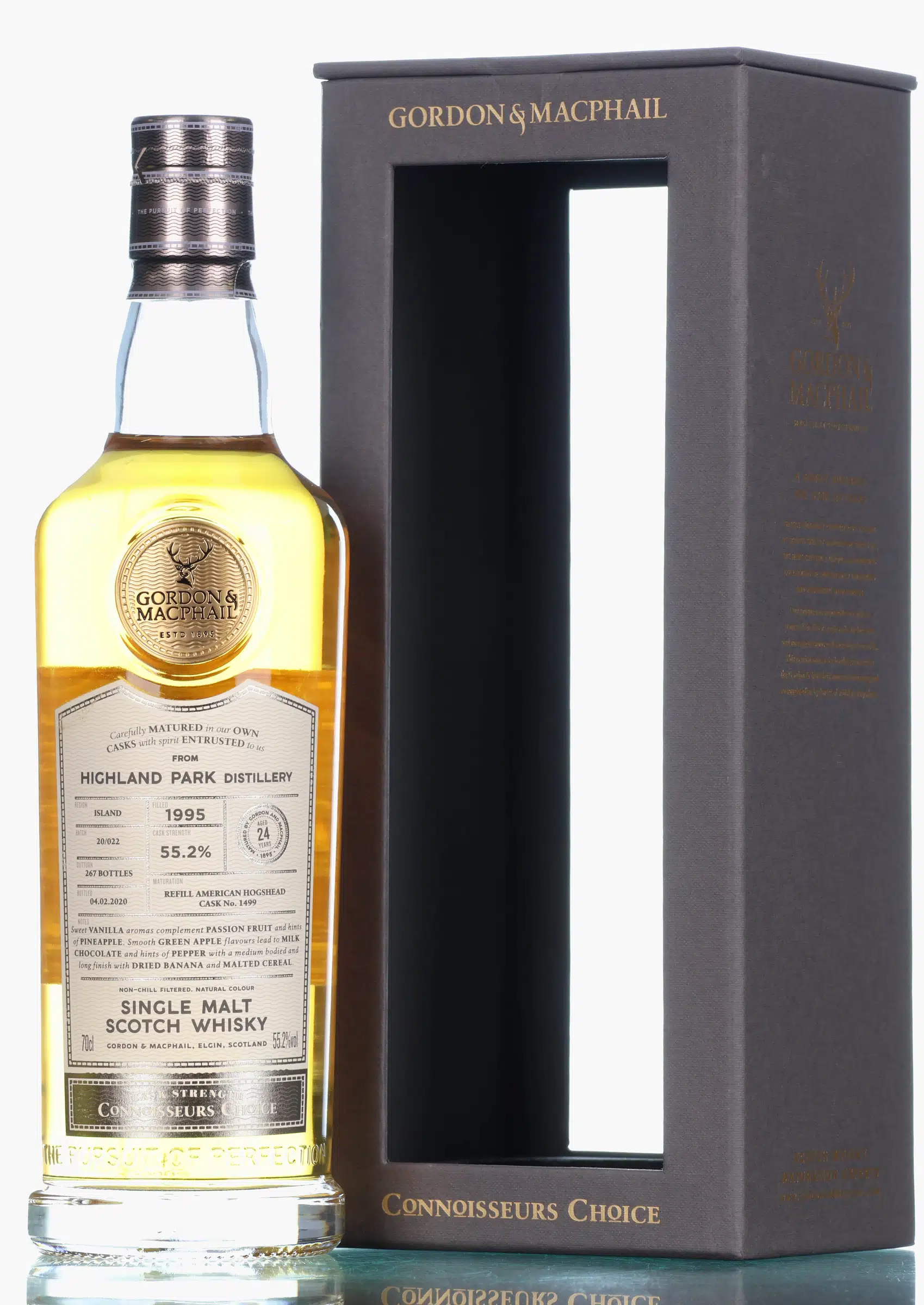 Highland Park Connoisseurs Choice Cask Strength 24 Year Old, Refill American Hogshead Cask, Cask #1499, 1995, Gordon & MacPhail, 55.2% whisky bottle