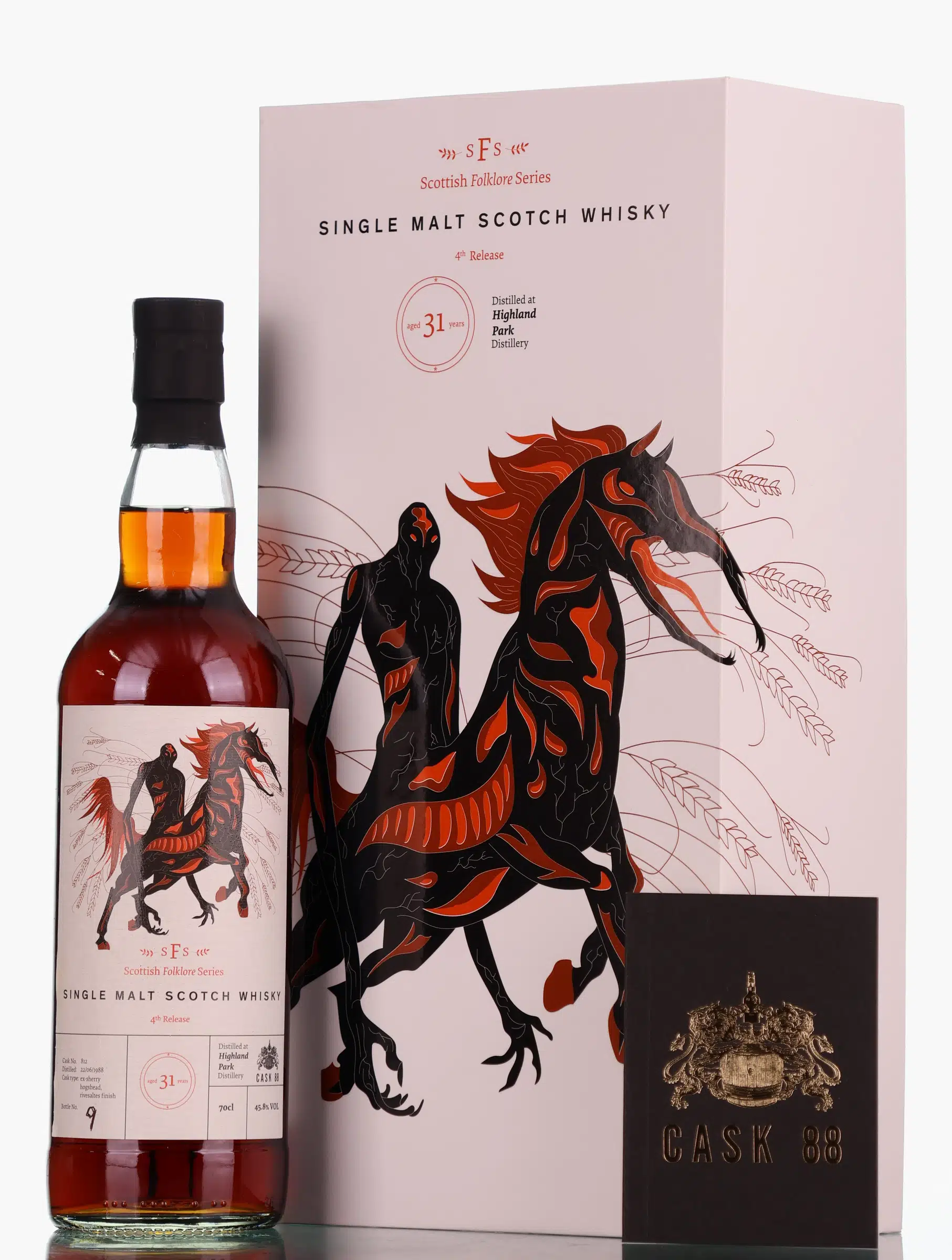 Highland Park Scottish Folklore Series Nuckelavee 31 Year Old, Sherry & Rivesaltes Wine Cask, Cask #812, 4th Release, 1988, Cask 88, 45.8% whisky bottle