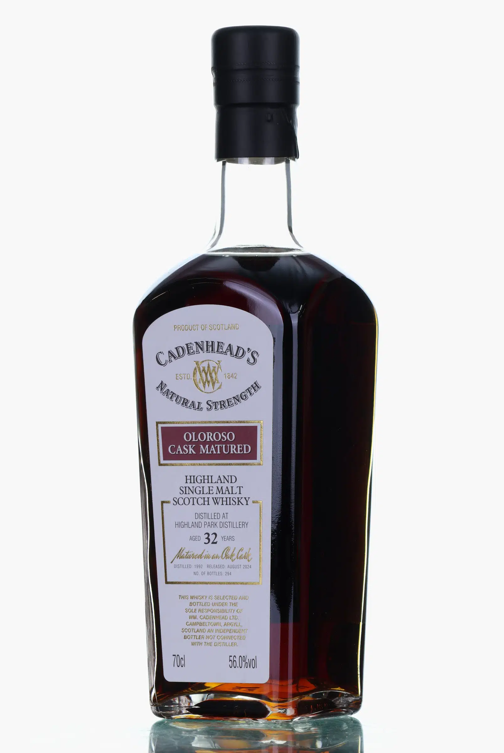 Highland Park Natural Strength Authentic Collection 32 Year Old, Oloroso Cask, 1992, Cadenhead's, 56% whisky bottle