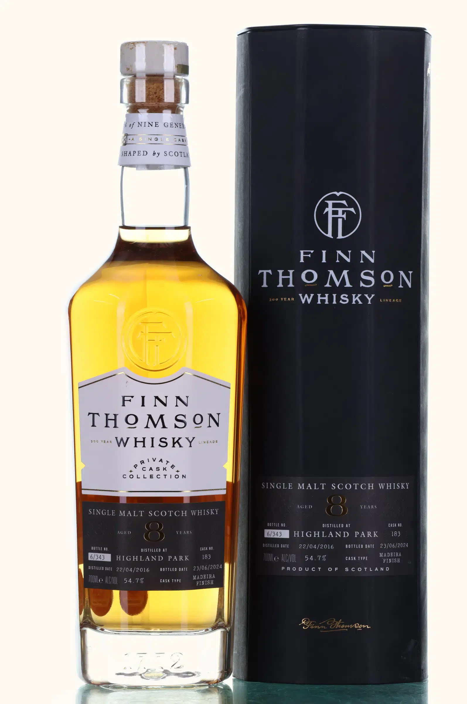 Highland Park Private Cask Collection 8 Year Old, Madeira Cask, Cask #183, 2016, Finn Thomson, 54.7% whisky bottle