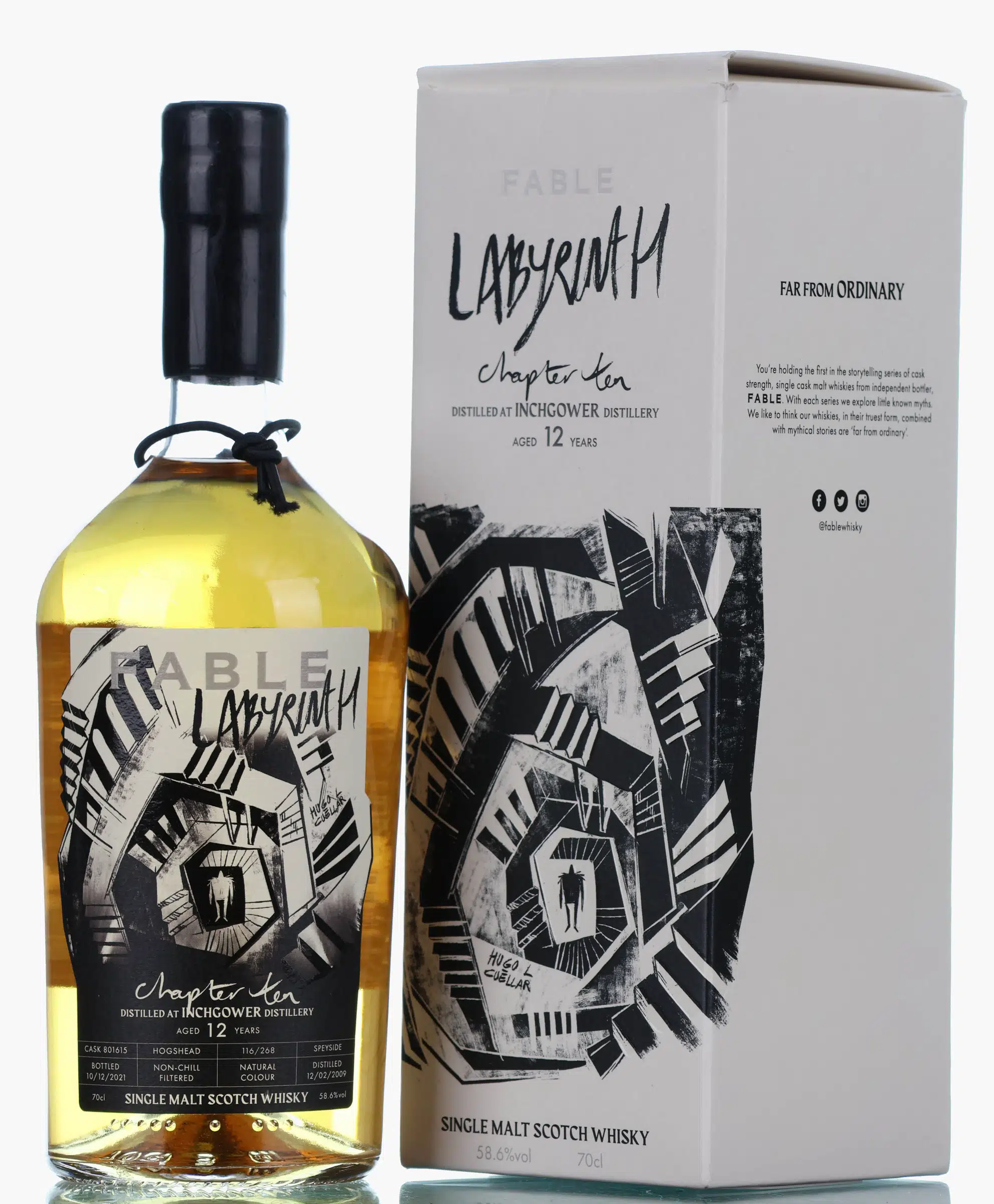 Inchgower Fable Vol.1 Chapter 10 'Labyrinth' 12 Year Old, Hogshead Cask, Cask #801615, 2009, Fable Whisky, 58.6% whisky bottle