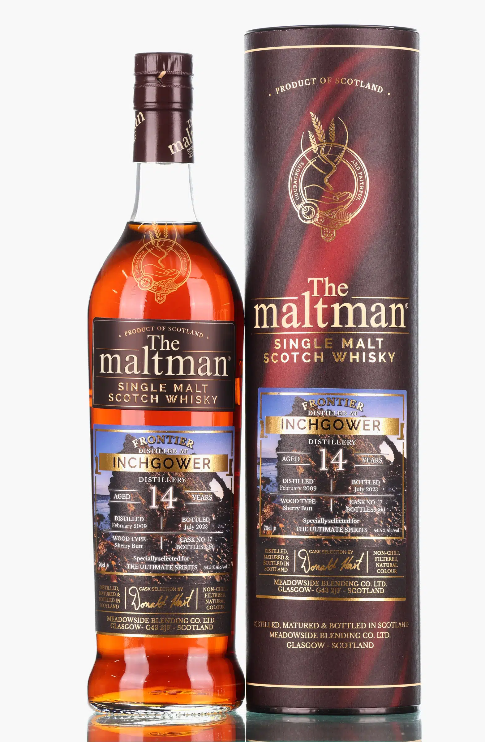 Inchgower 14 Year Old, Sherry Cask, Cask #17, 2009, The Maltman, 54.5% whisky bottle