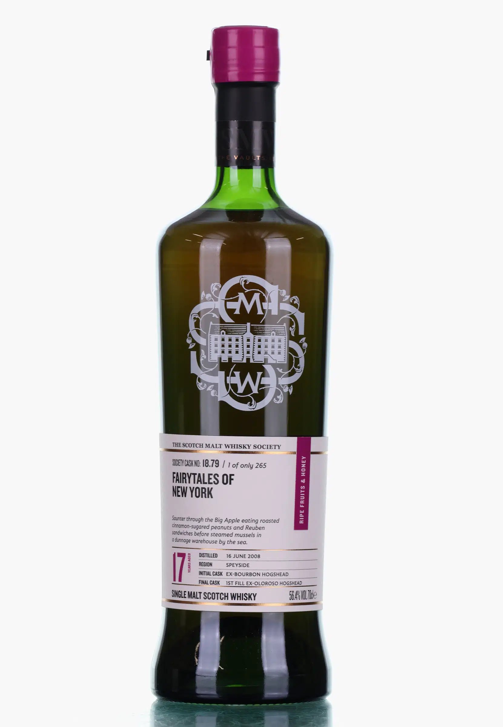 Inchgower 17 Years Old 2008 SMWS 18.79 | Fairytales of New York, Oloroso Cask, Cask #18.79, 2008, The Scotch Malt Whisky Society, 56.4% whisky bottle