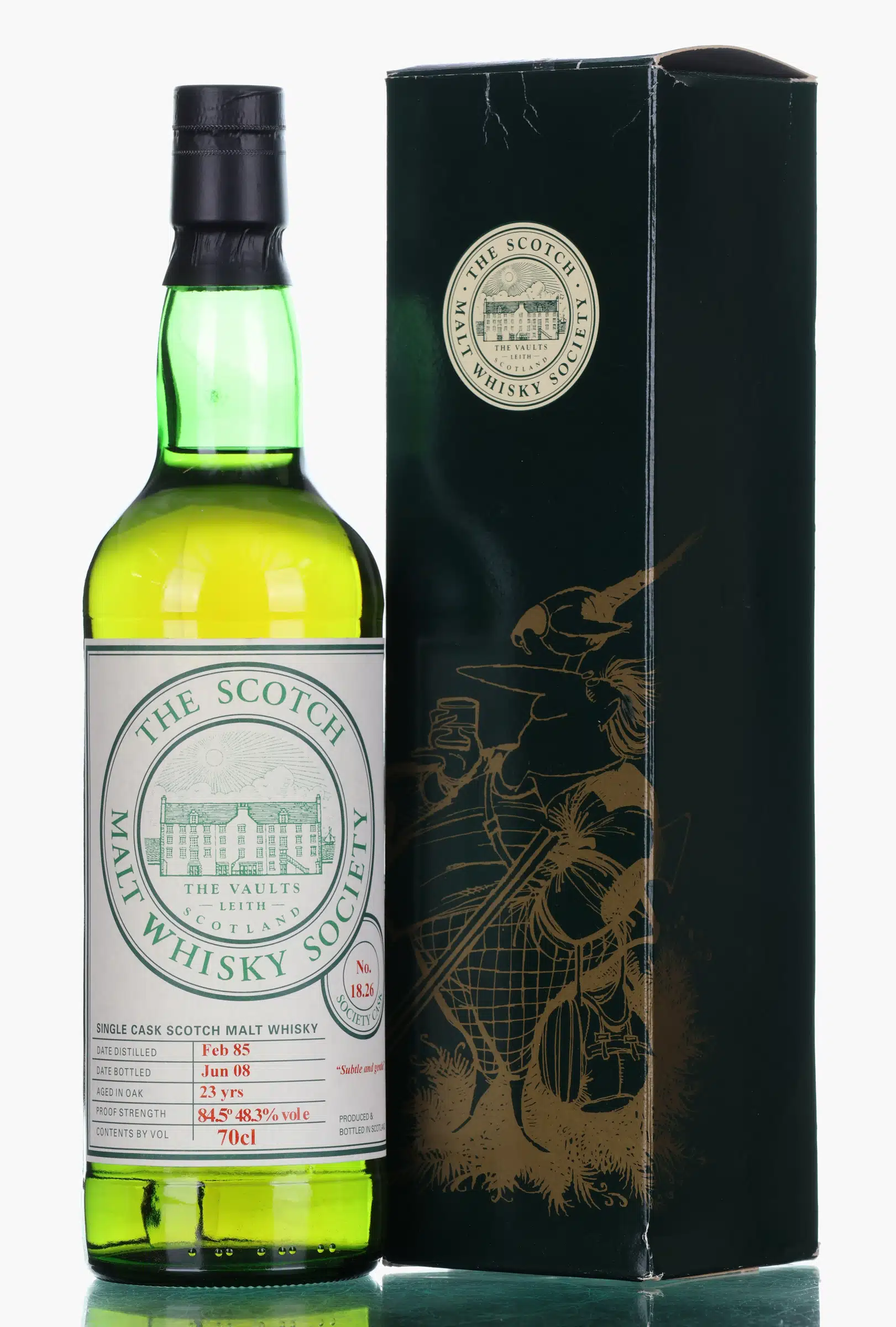 Inchgower Subtle & Gentle 23 Year Old, Cask #18.26, 1985, Scotch Malt Whisky Society, 48.3% whisky bottle