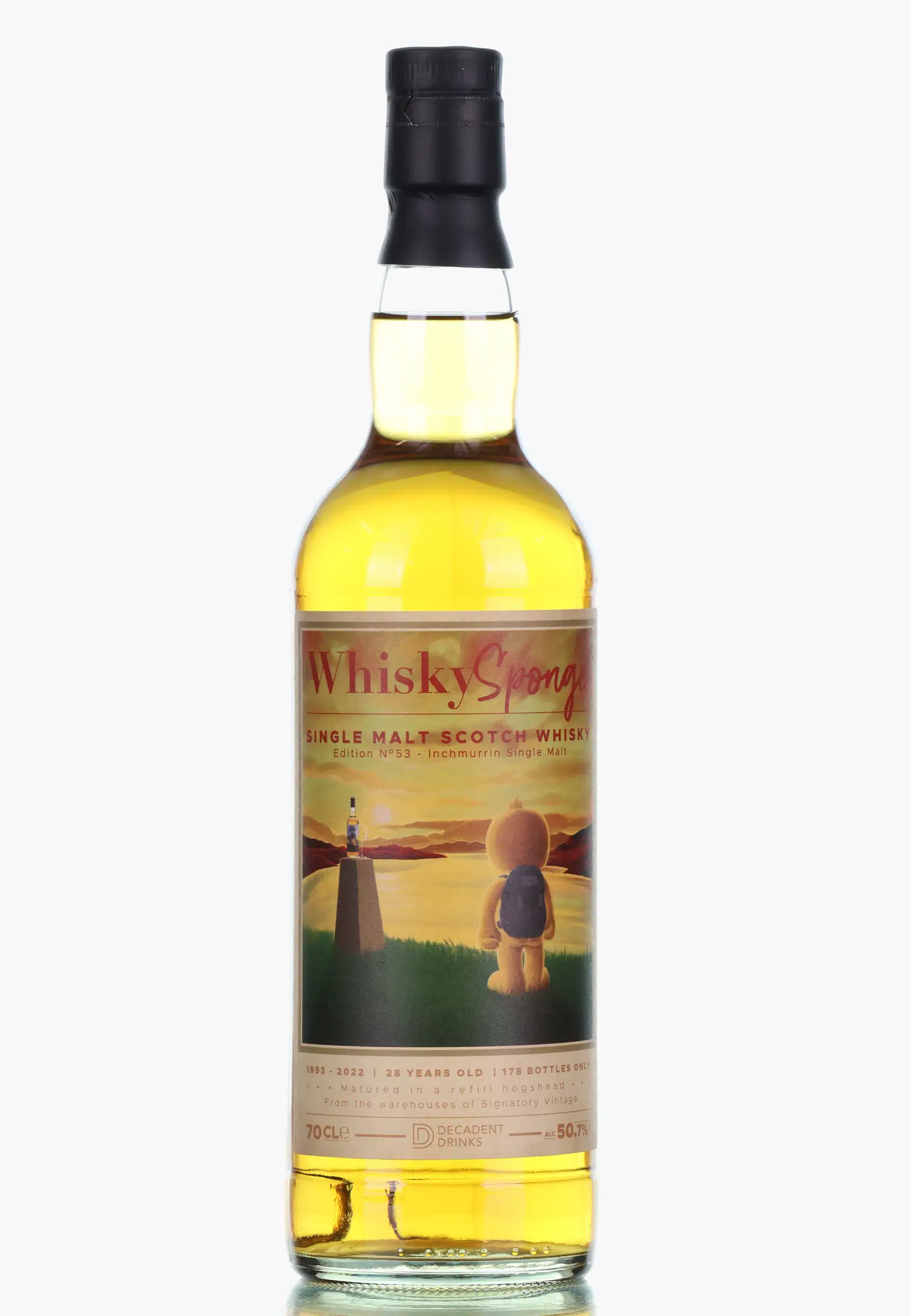 Inchmurrin Whisky Sponge Edition No. 53 28 Year Old, Refill Hogshead Cask, 1993, Decadent Drinks, 50.7% whisky bottle