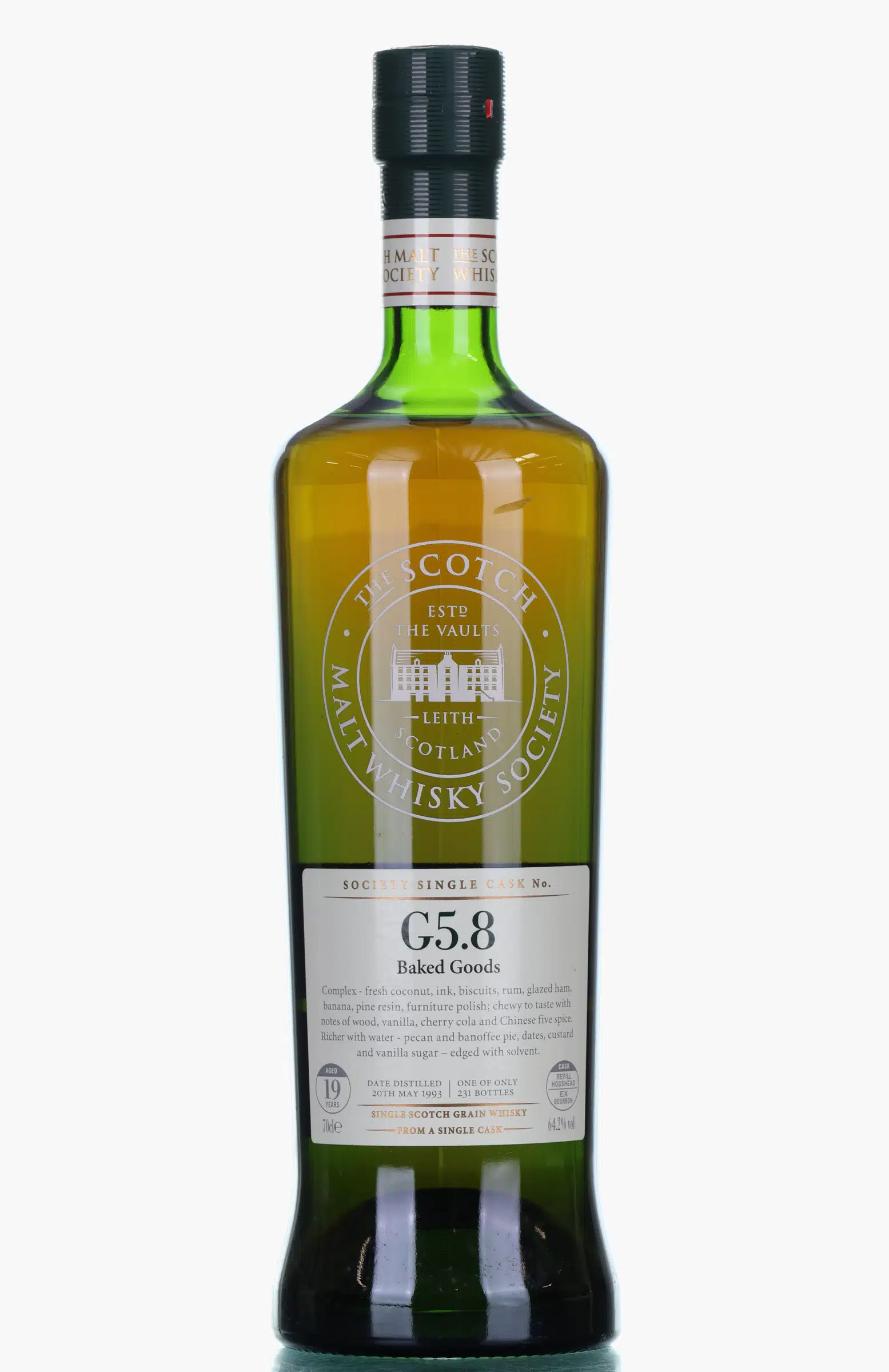 Invergordon Baked Goods 19 Year Old, Bourbon Cask, Cask No. G5.8, 1993, The Scotch Malt Whisky Society, 64.2% whisky bottle