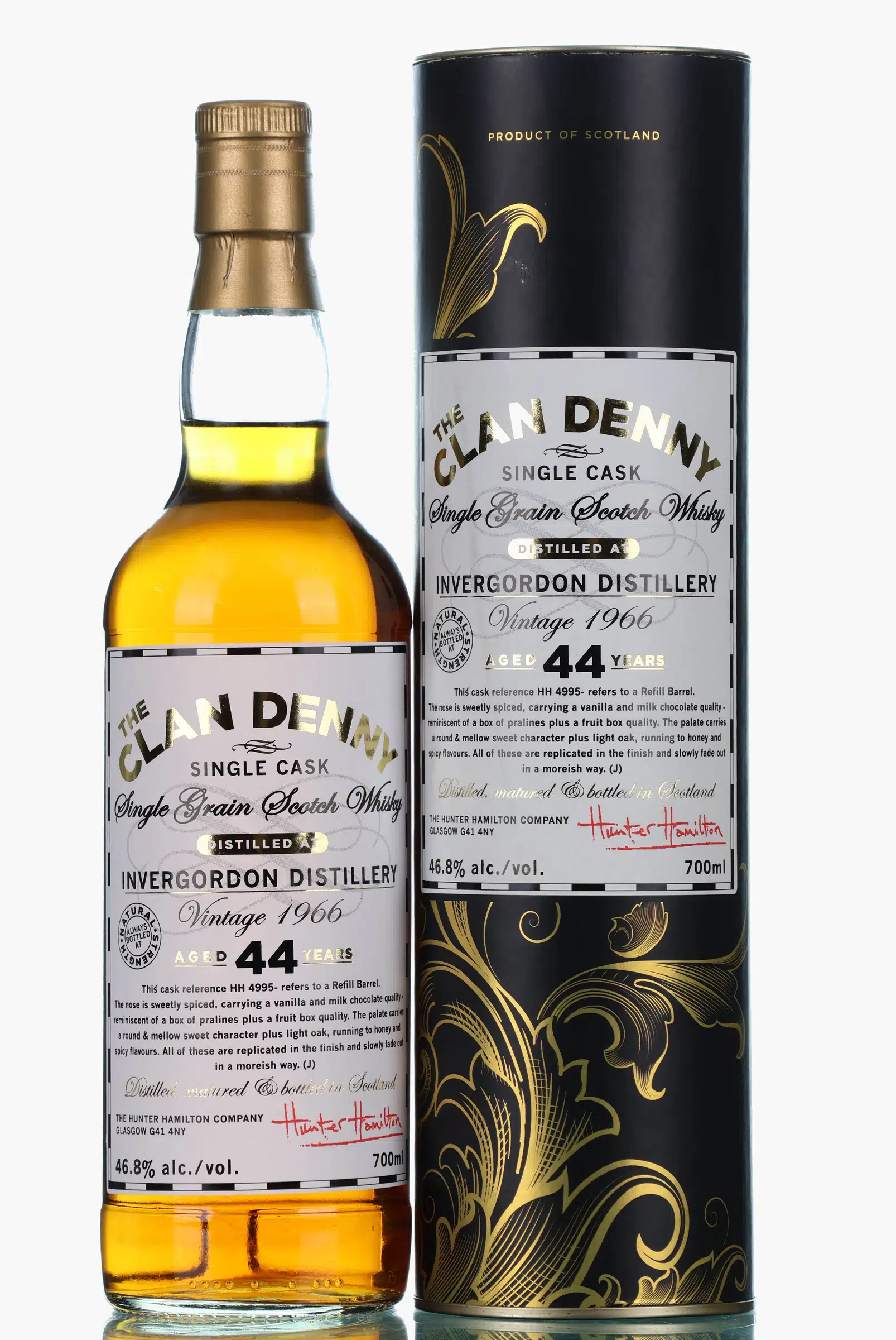 Invergordon Clan Denny 44 Year Old, Refill Barrel Cask, Cask #HH 4995, 1966, Hunter Hamilton, 46.8% whisky bottle