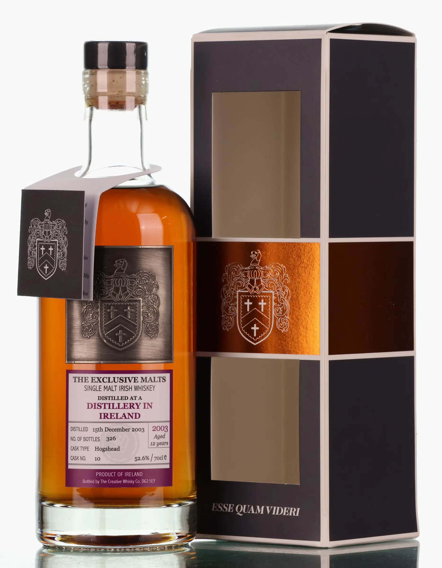 Exclusive Malts 12 Year Old, Hogshead Cask, Cask #10, 2003, The Creative Whisky Co., 52.6% whisky bottle