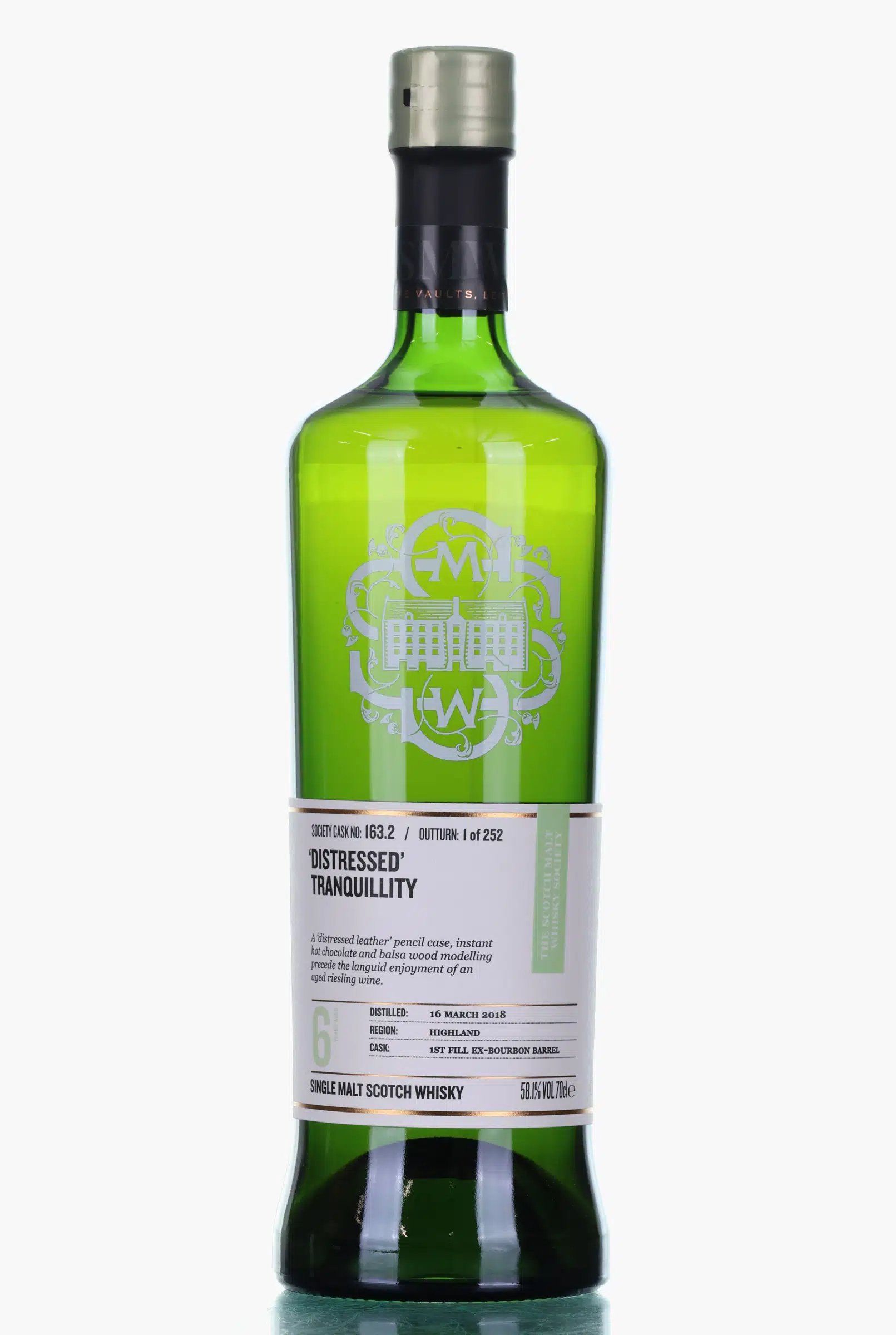 Isle of Harris Distressed Tranquillity 6 Year Old, Bourbon Cask, Cask #163.2, 2018, Scotch Malt Whisky Society, 58.1% whisky bottle
