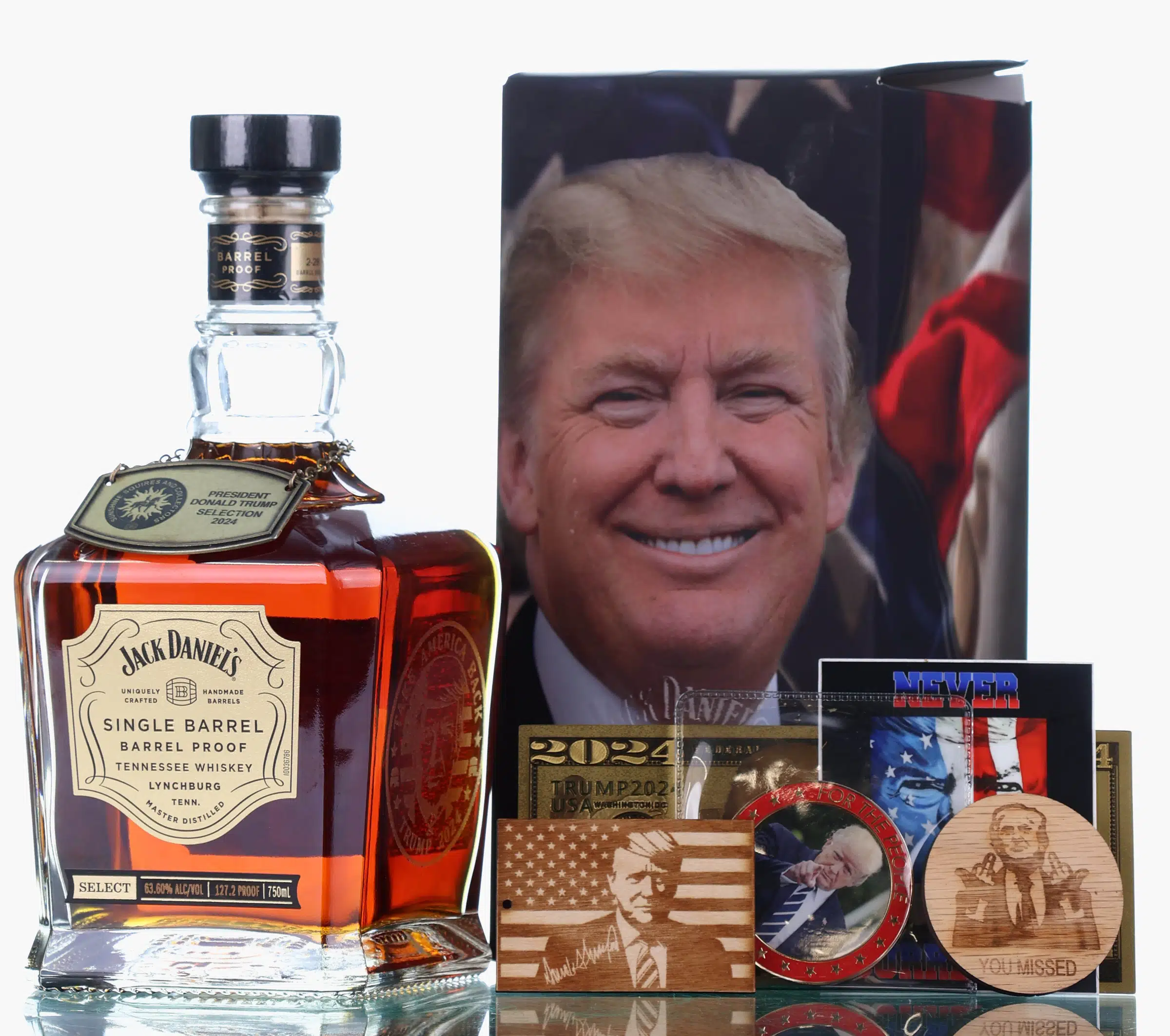 Jack Daniel's Single Barrel Proof President Donald J. Trump Selection, American Oak Cask, Cask #24-06188, 2024, 63.6% whisky bottle