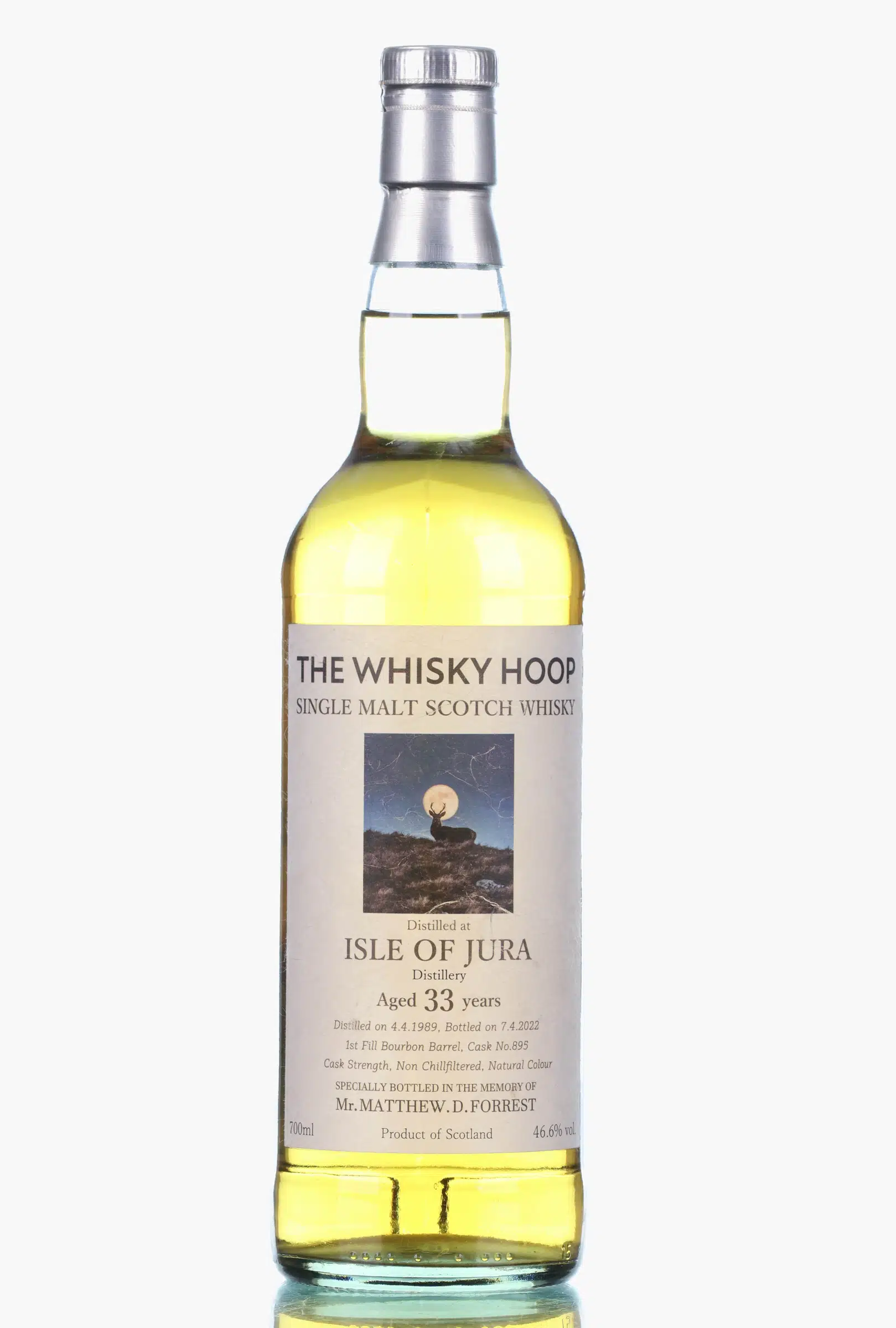 Jura The Whisky Hoop 33 Year Old, Bourbon Cask, Cask #895, 1989, The Whisky Hoop, 46.6% whisky bottle