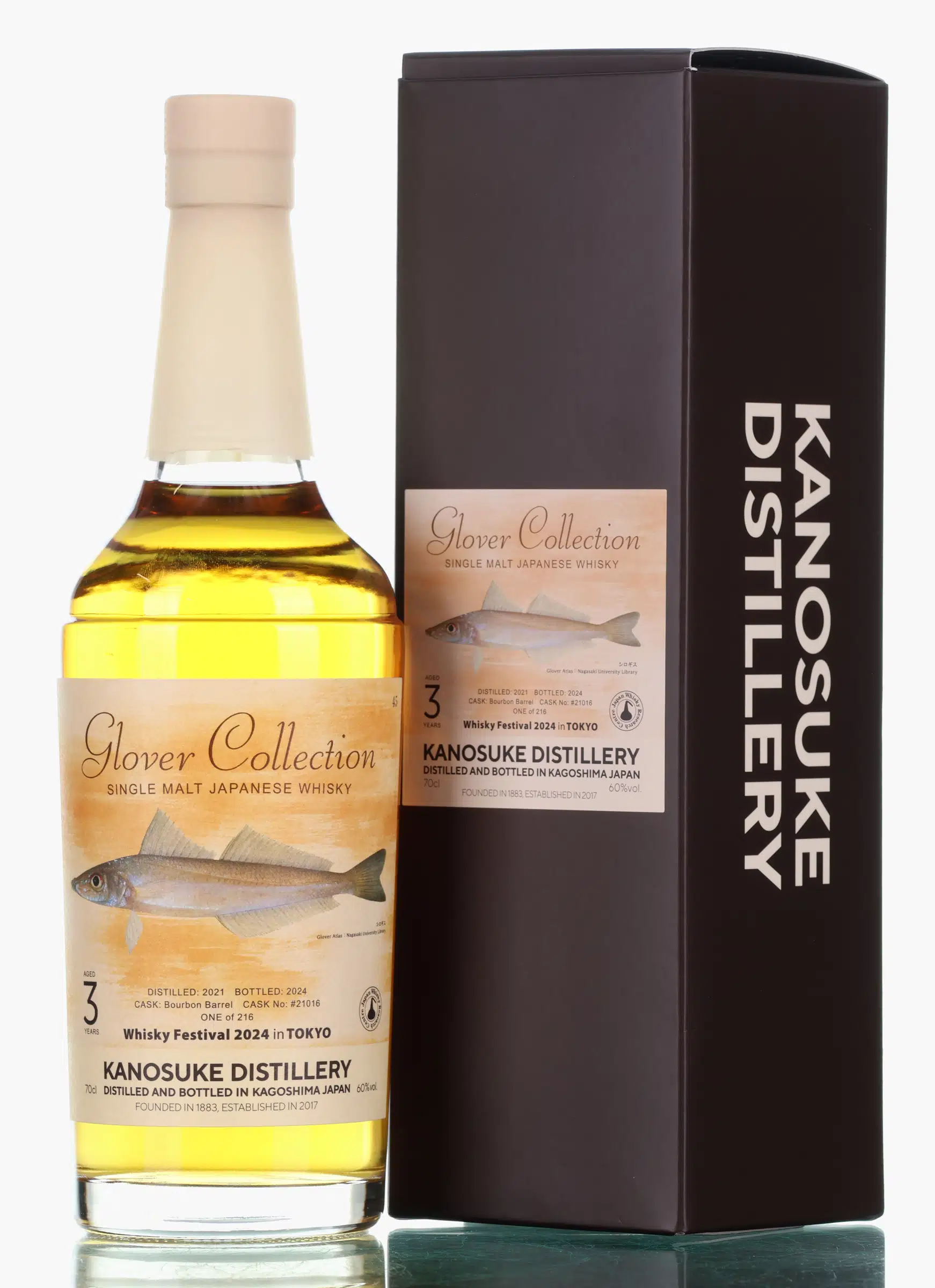 Kanosuke Glover Collection 3 Year Old, Bourbon Cask, Cask #21016, 2024, 60% whisky bottle