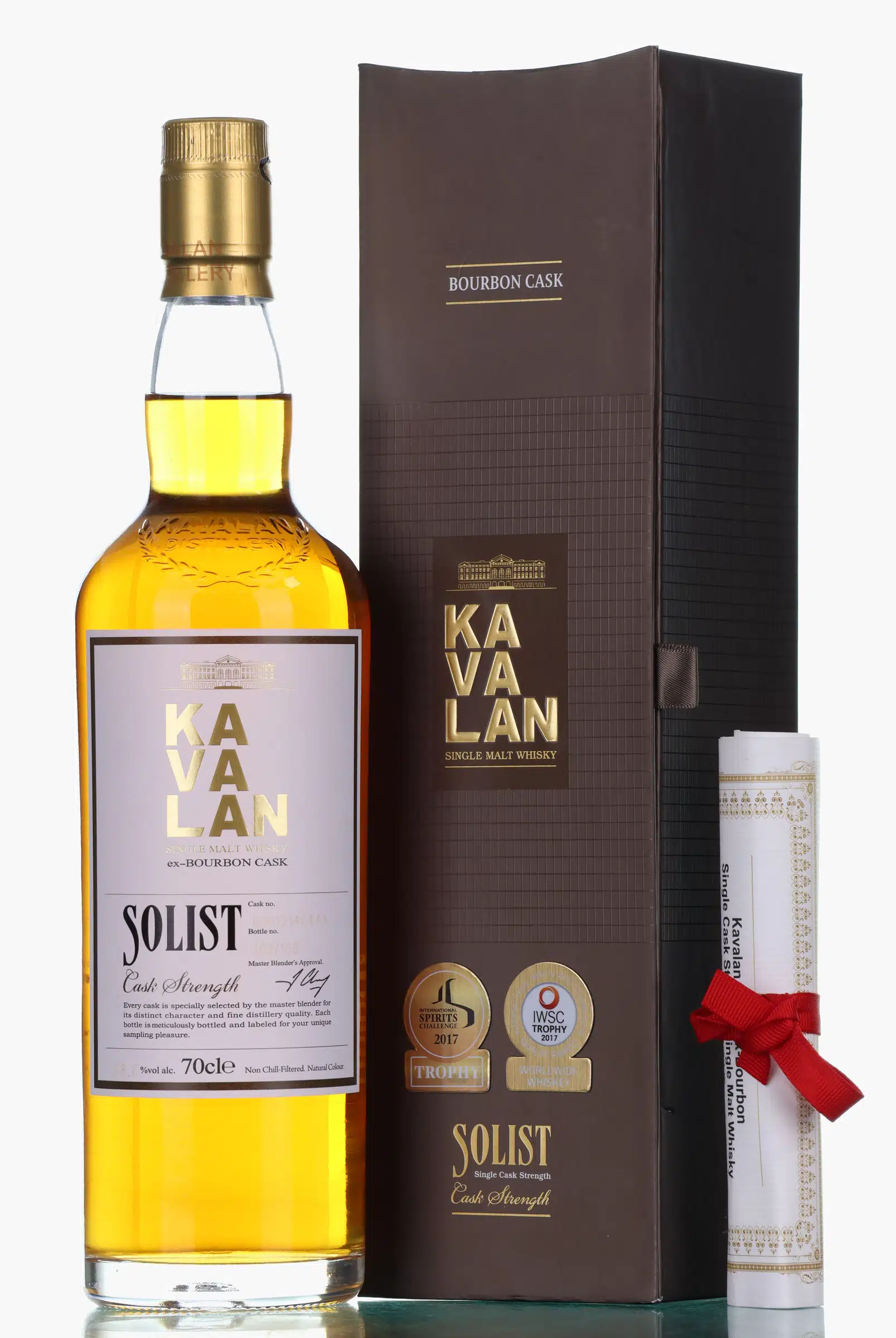 Kavalan Solist Ex-Bourbon Cask #6 Year Old, Bourbon Cask, Cask No. B101214044A, 2017, 58.6% whisky bottle