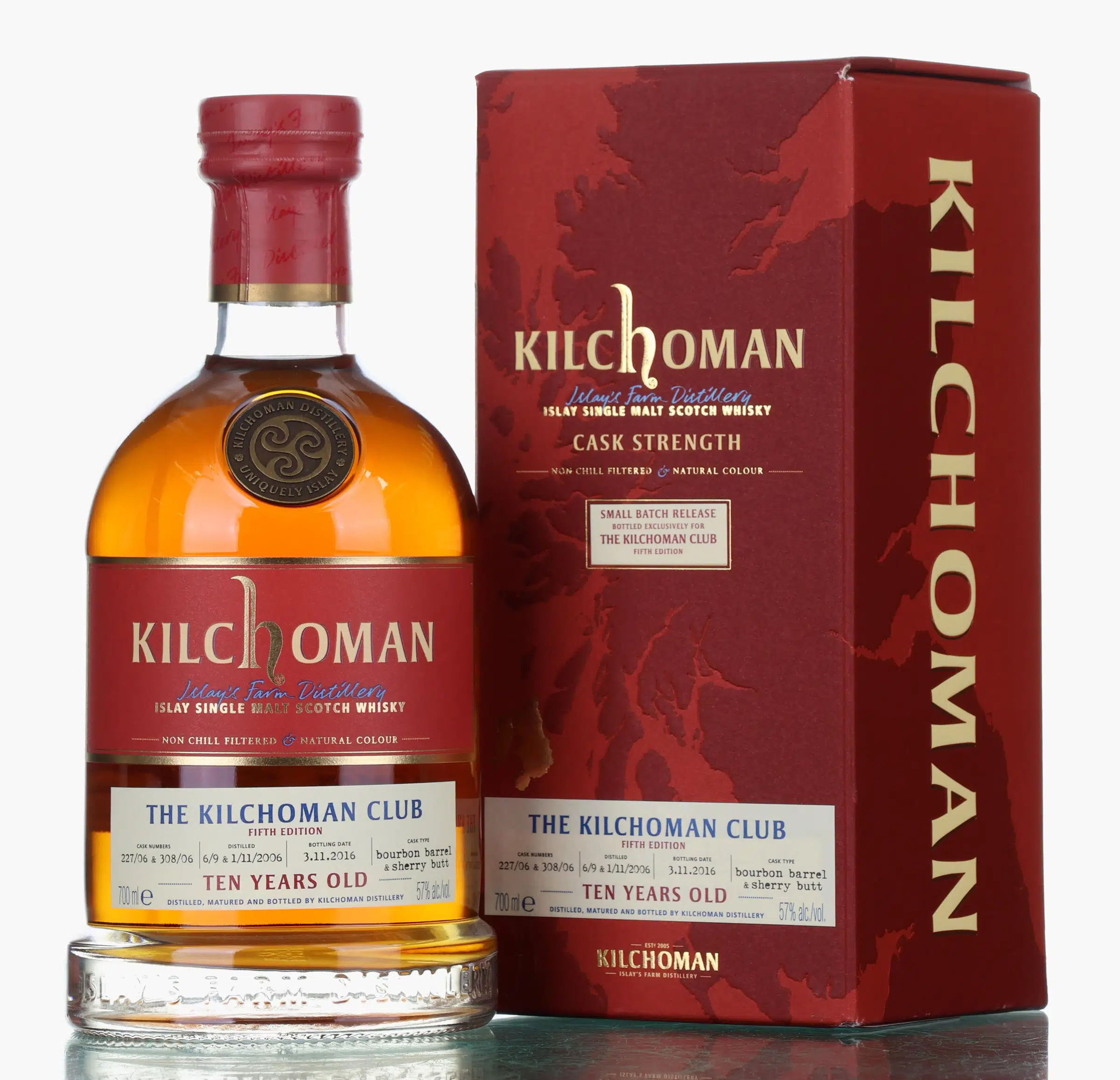 Kilchoman The Kilchoman Club Fifth Edition 10 Year Old, Bourbon & Sherry Cask, Cask #227/06 & 308/06, 2016, 57%