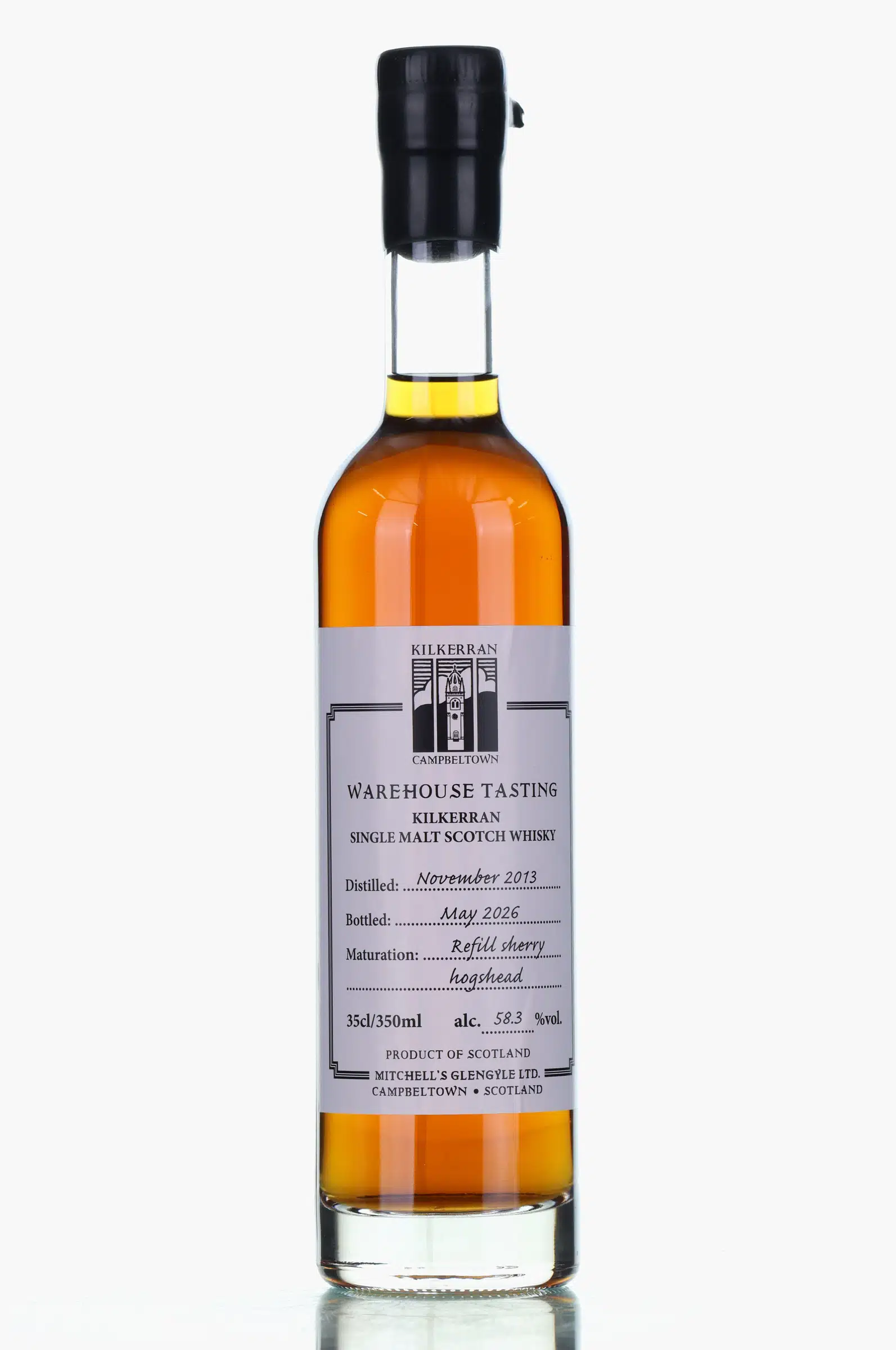 Kilkerran Warehouse Tasting 12 Year Old, Refill Sherry Cask, 2013, Mitchell’s Glengyle, 58.3% whisky bottle