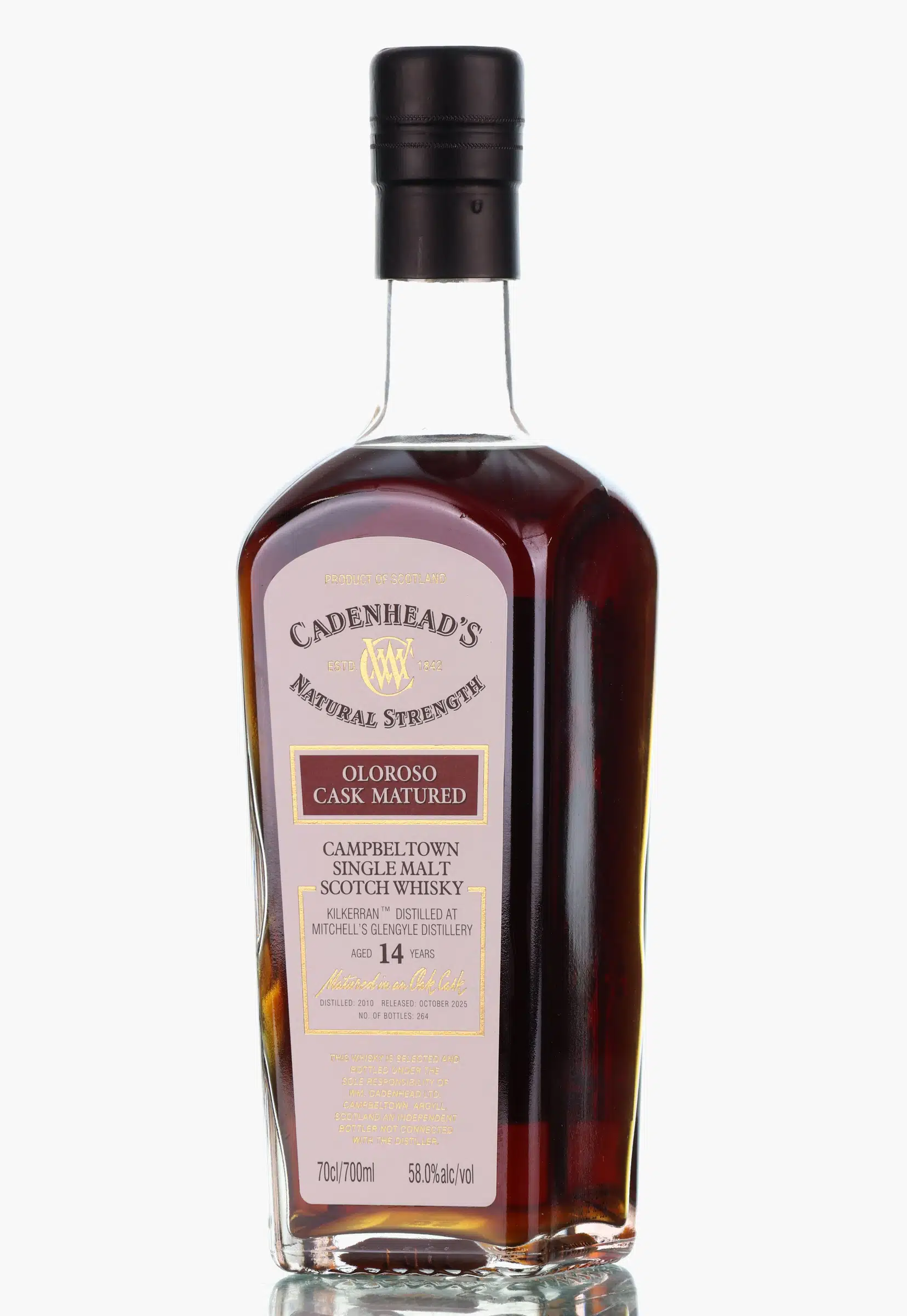 Kilkerran Authentic Collection Natural Strength 14 Year Old, Oloroso Sherry Cask, 2010, Cadenhead's, 58% whisky bottle