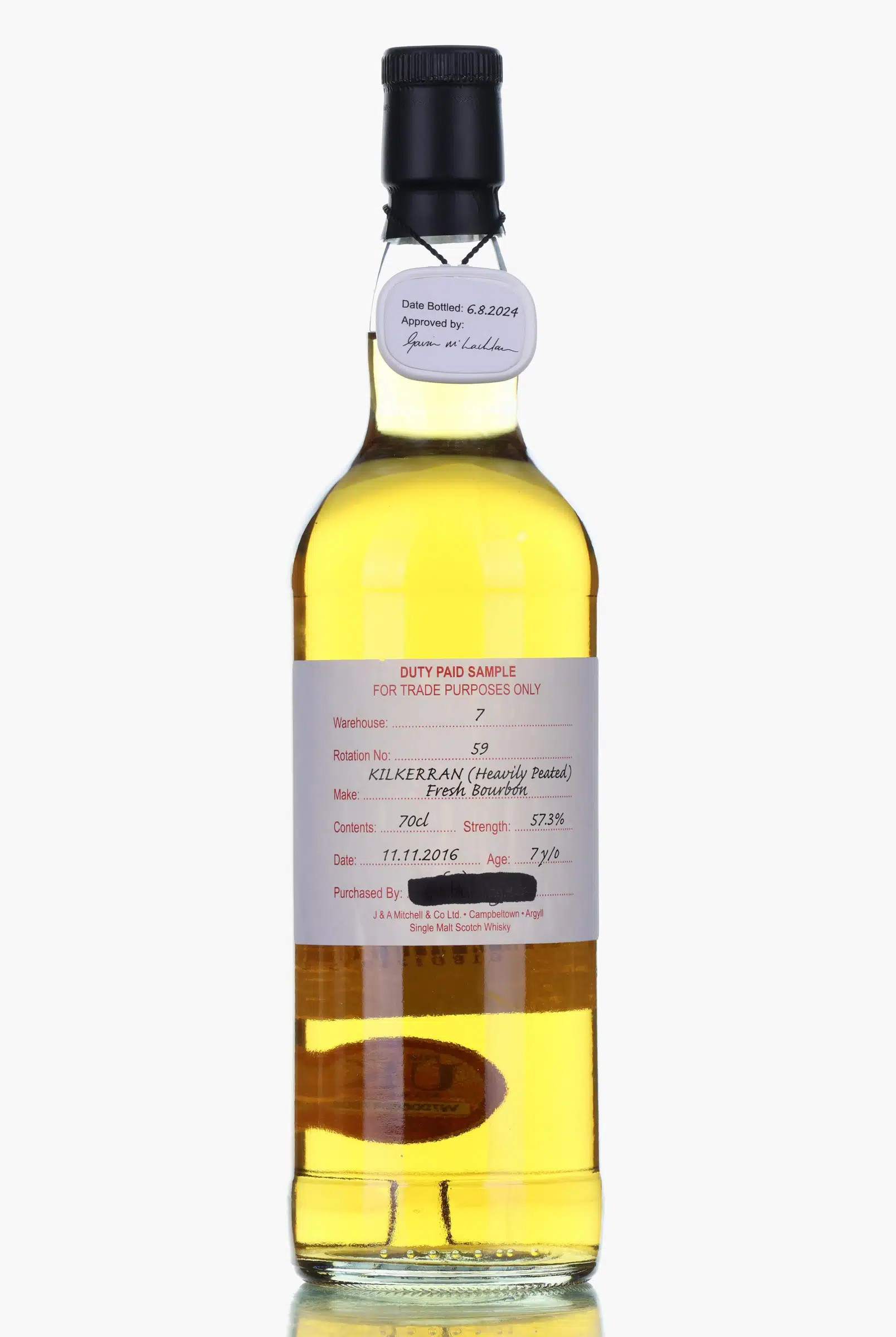 Kilkerran Fresh Bourbon Cask #7 Year Old, 2016, 2024, 57.3% whisky bottle