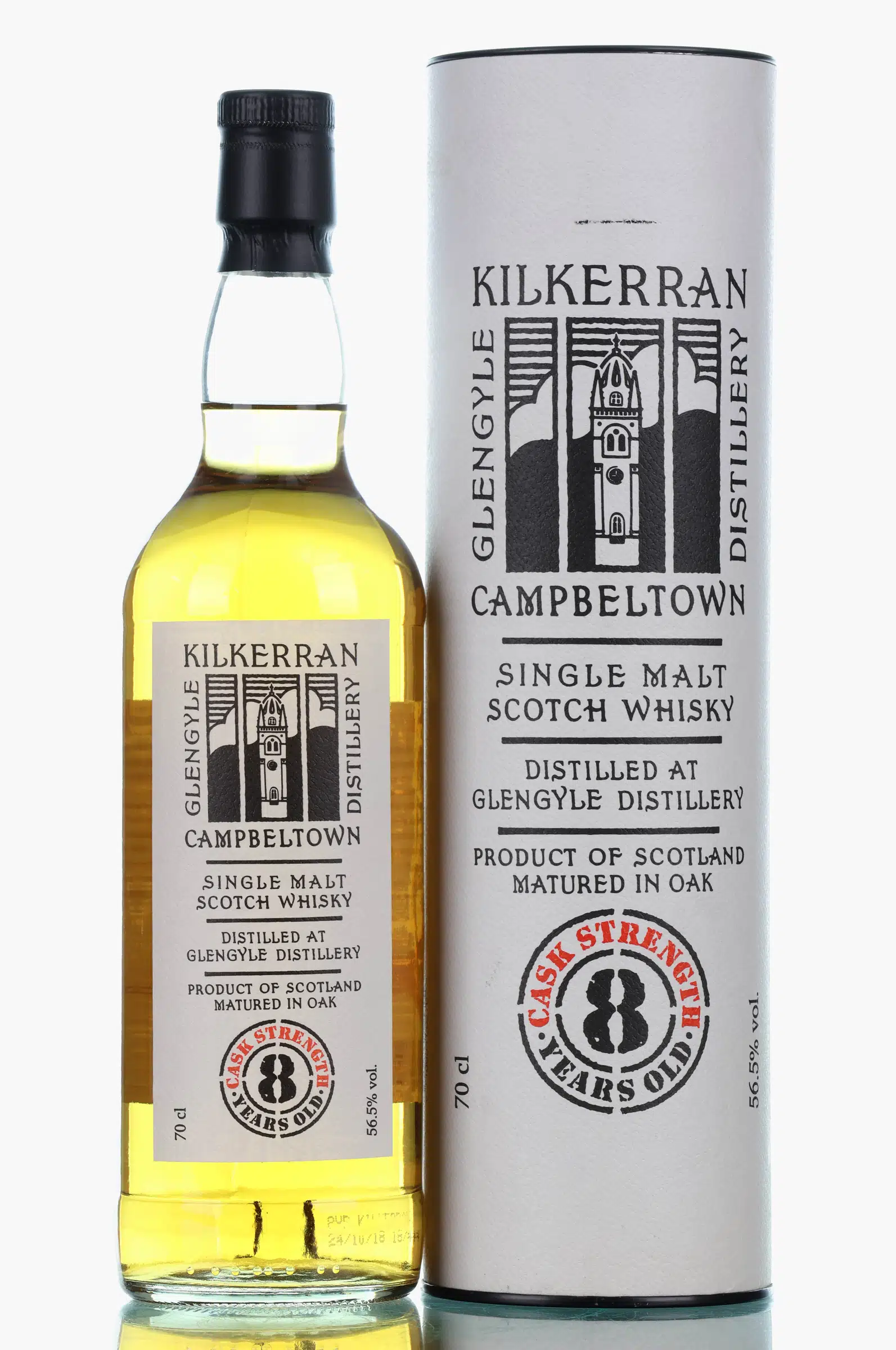 Kilkerran Cask Strength 8 Year Old, Bourbon Cask, Batch No. 3, 2018, 56.5% whisky bottle