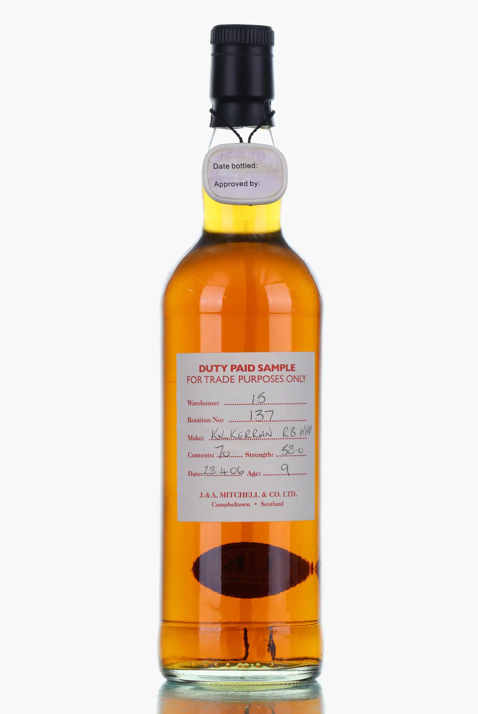 Kilkerran Duty Paid Sample 9 Year Old, Bourbon Cask, 2016, 58%
