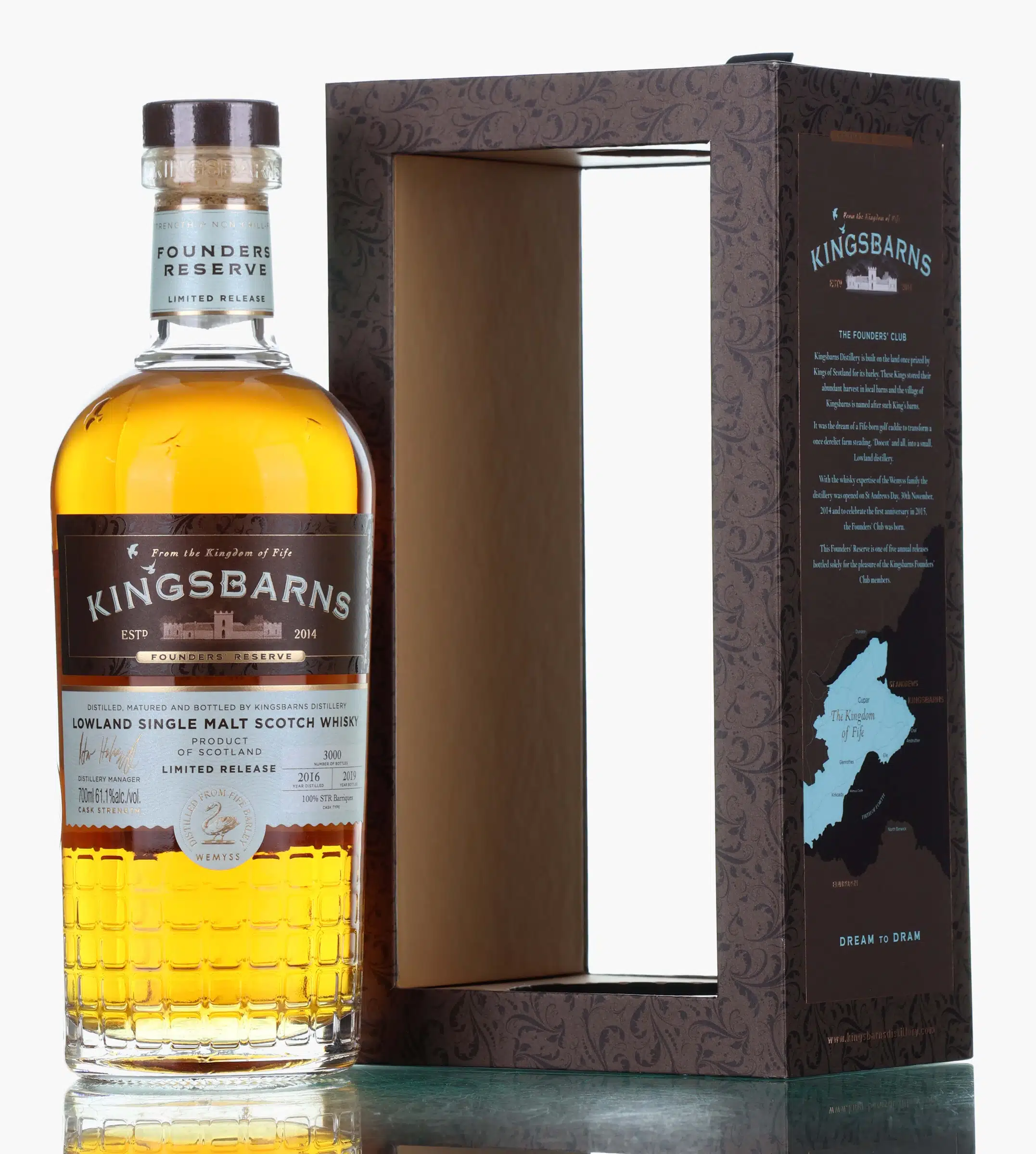 Kingsbarns Founders’ Reserve Limited Release, 2019, 61.1% whisky bottle