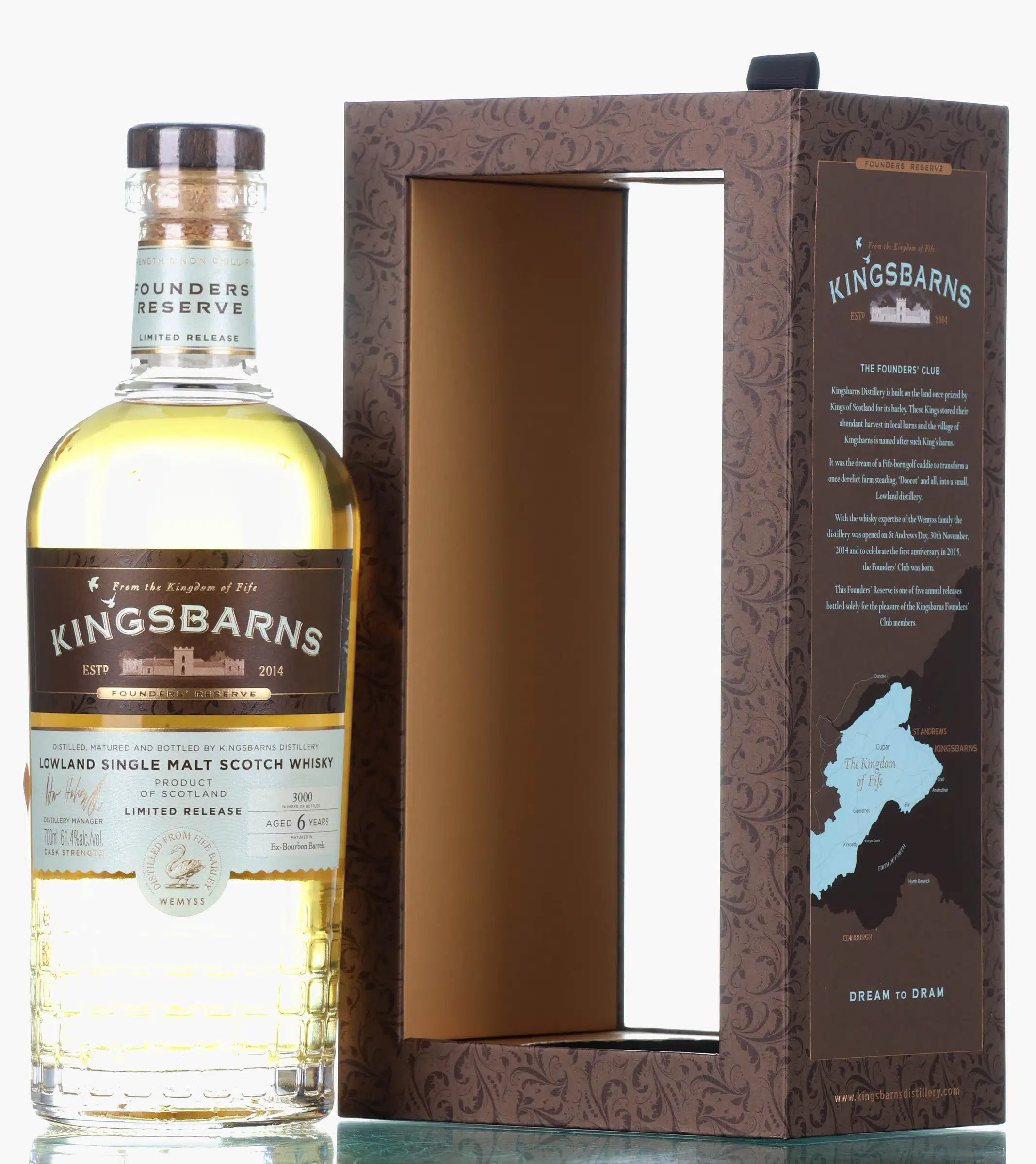 Kingsbarns Founders Reserve 6 Year Old, Bourbon Cask, Release No. 8, 2021, 61.4% whisky bottle