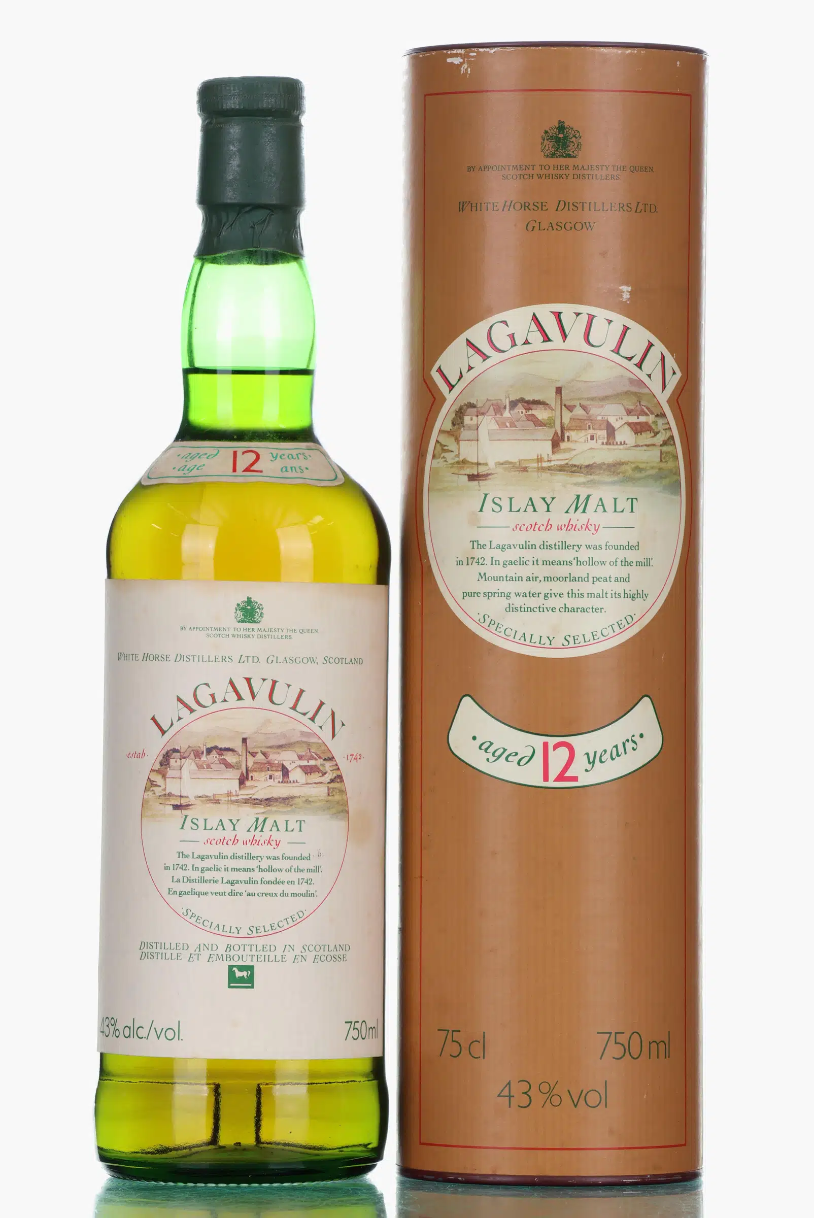 Lagavulin White Horse Distillers 12 Year Old, 1986, 43% whisky bottle