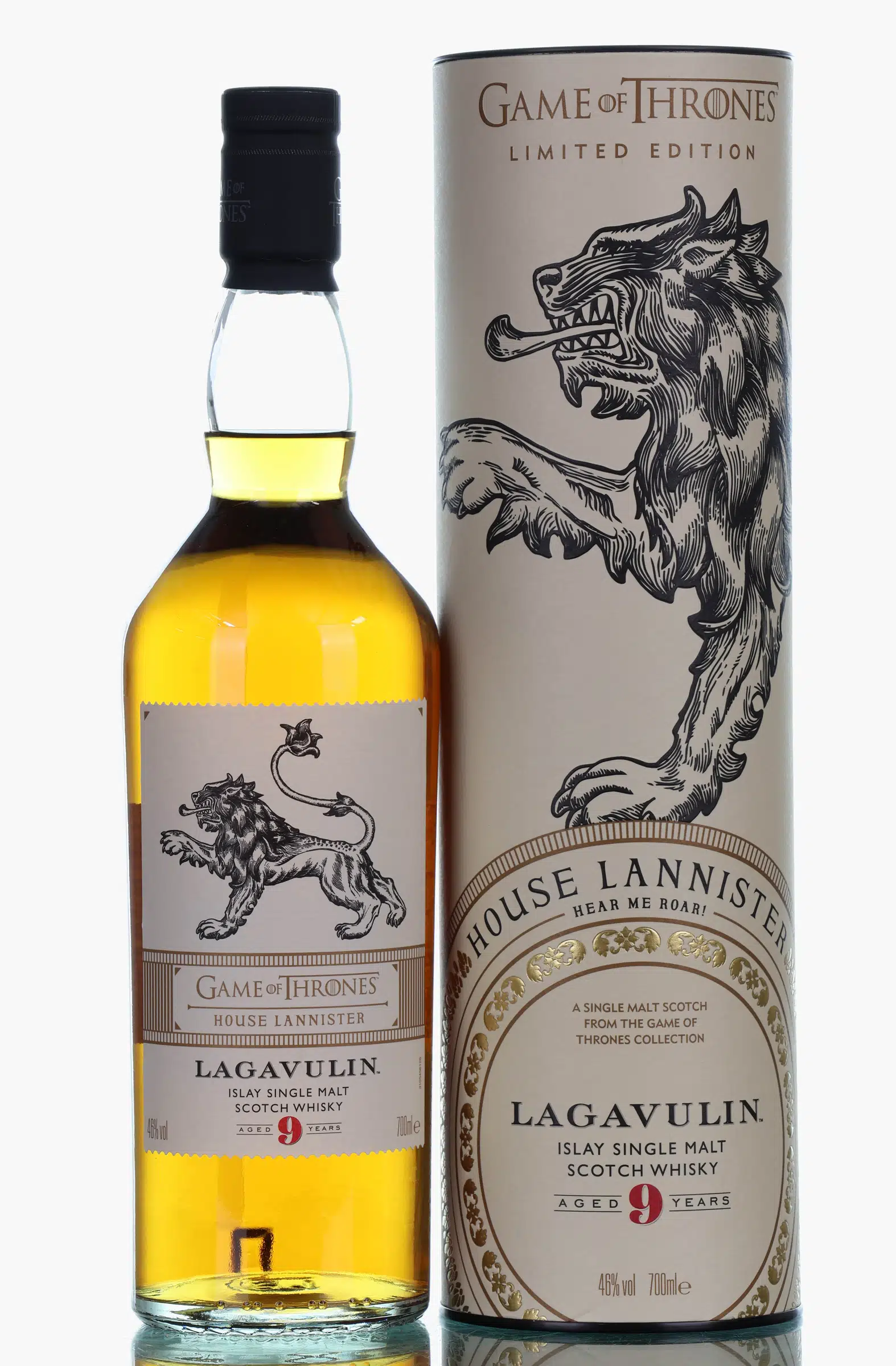 Lagavulin Game of Thrones House Lannister 9 Year Old, First Fill Bourbon Cask, 2019, 46% whisky bottle