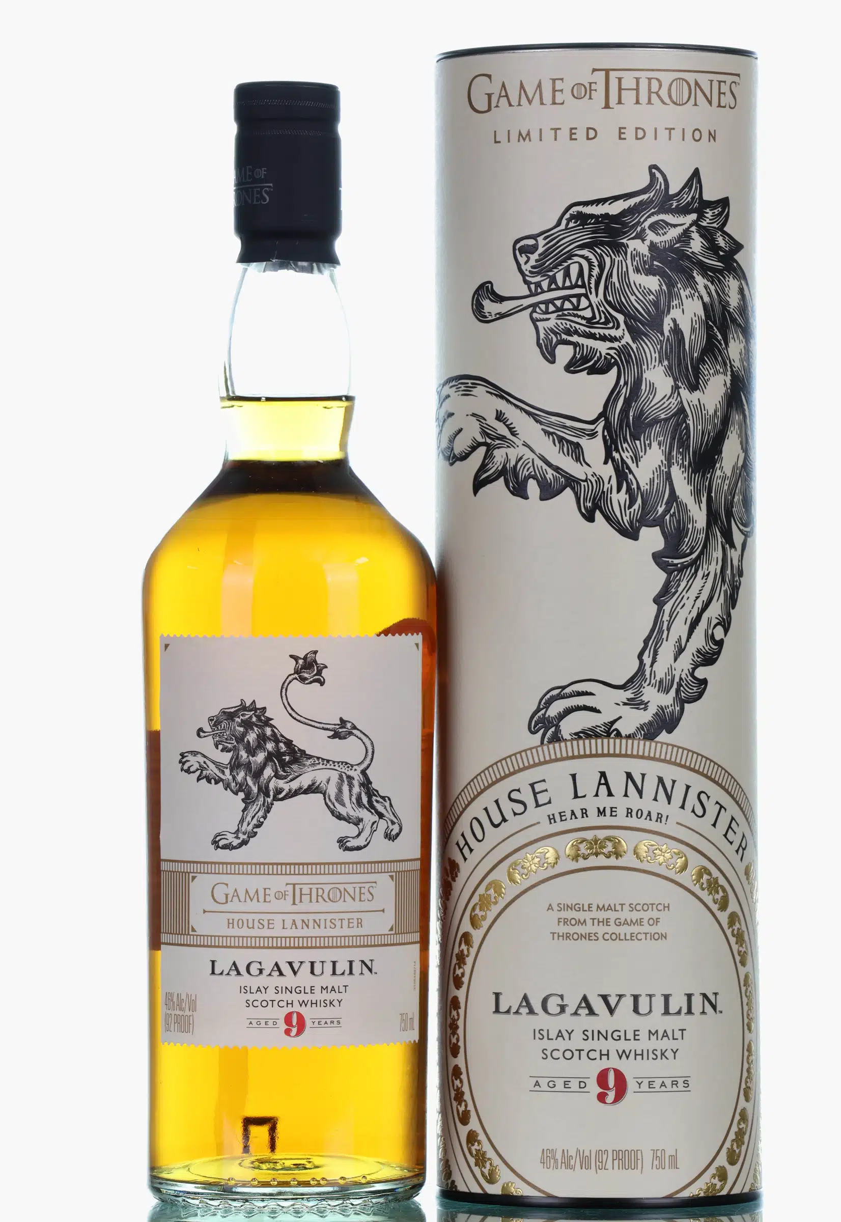 Lagavulin Game of Thrones House Lannister 9 Year Old, First Fill Bourbon Cask, 2019, 46% whisky bottle