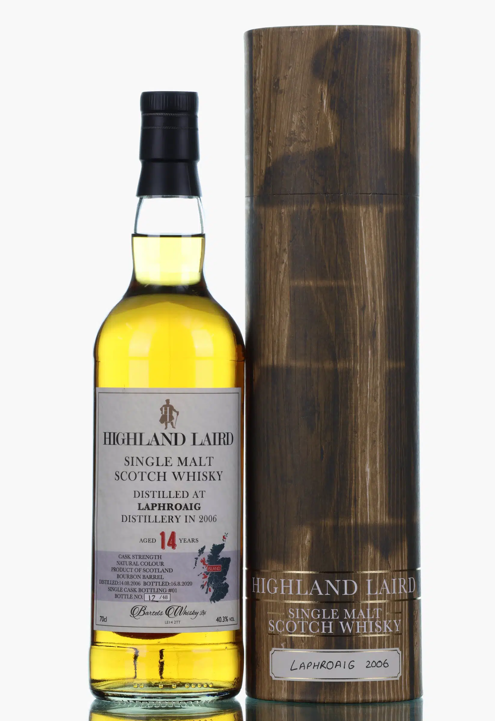 Laphroaig Highland Laird 14 Year Old, Bourbon Cask, Cask #01, 2006, Bartels Whisky Ltd, 40.3% whisky bottle