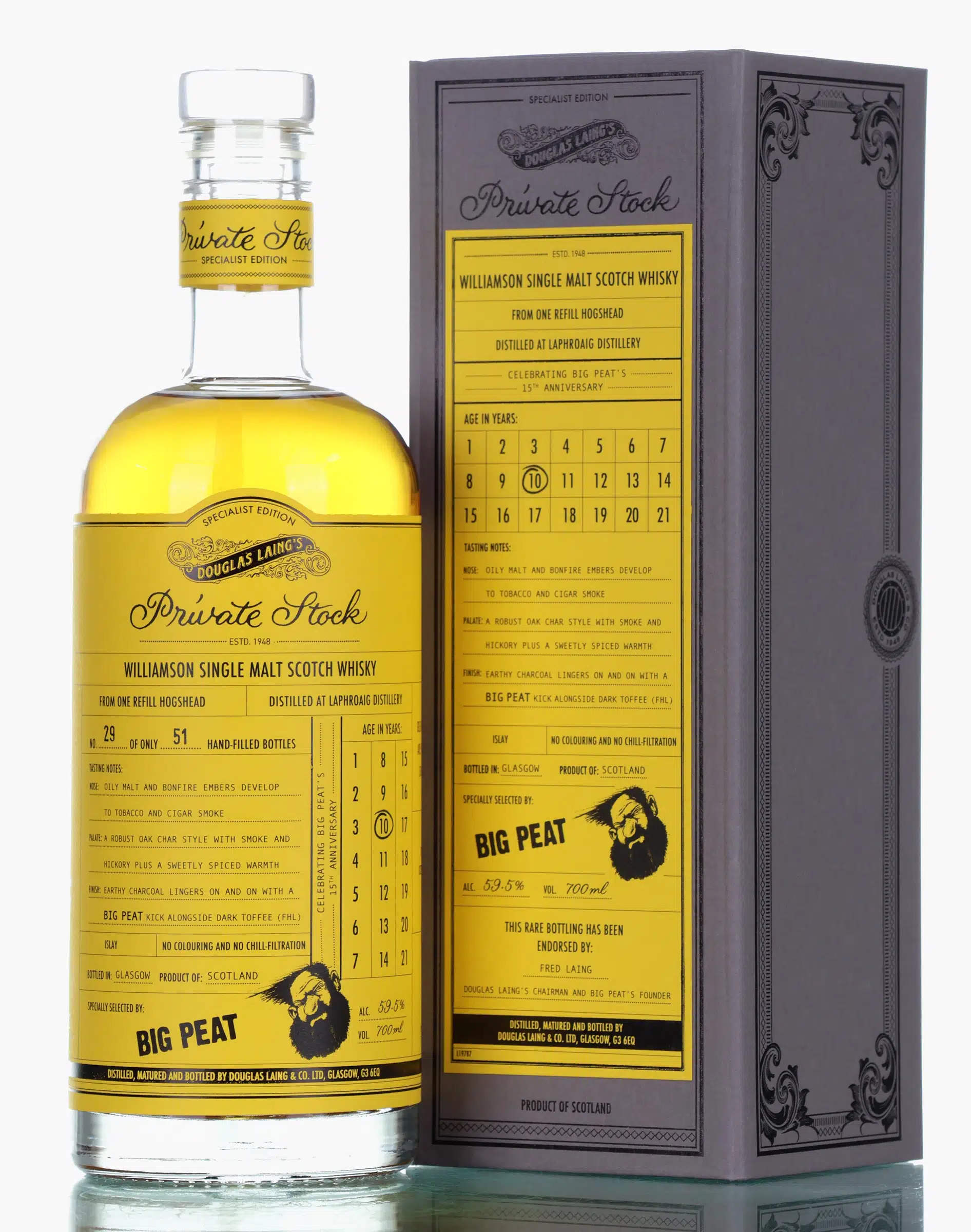 Laphroaig Private Stock 10 Year Old, Hogshead Cask, Batch No. L19786, Douglas Laing, 59.5% whisky bottle