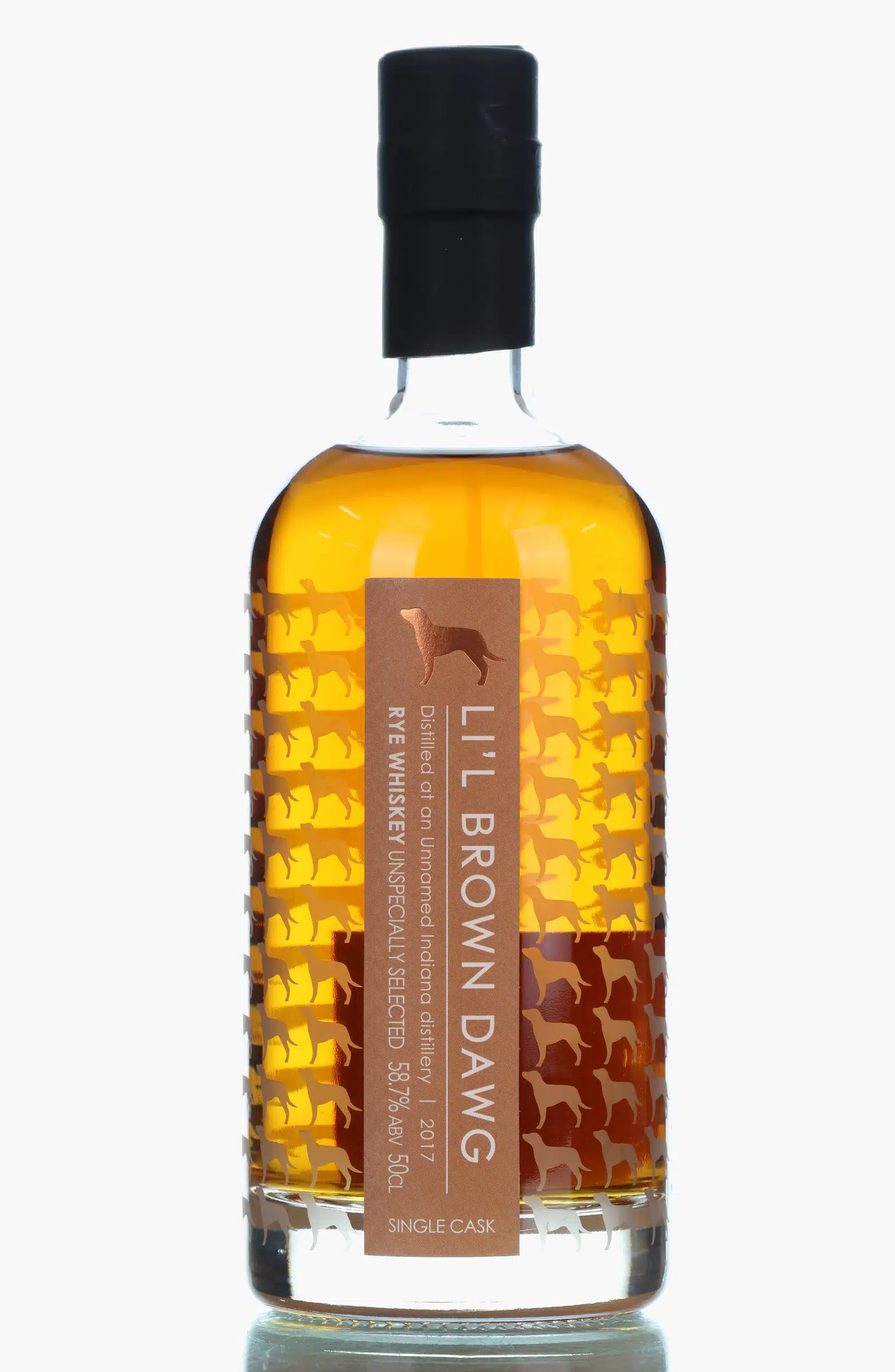 Little Brown Dog Li'l Brown Dawg Indiana Rye Whiskey 4 Year Old, 2017, Little Brown Dog Spirits, 58.7% whisky bottle