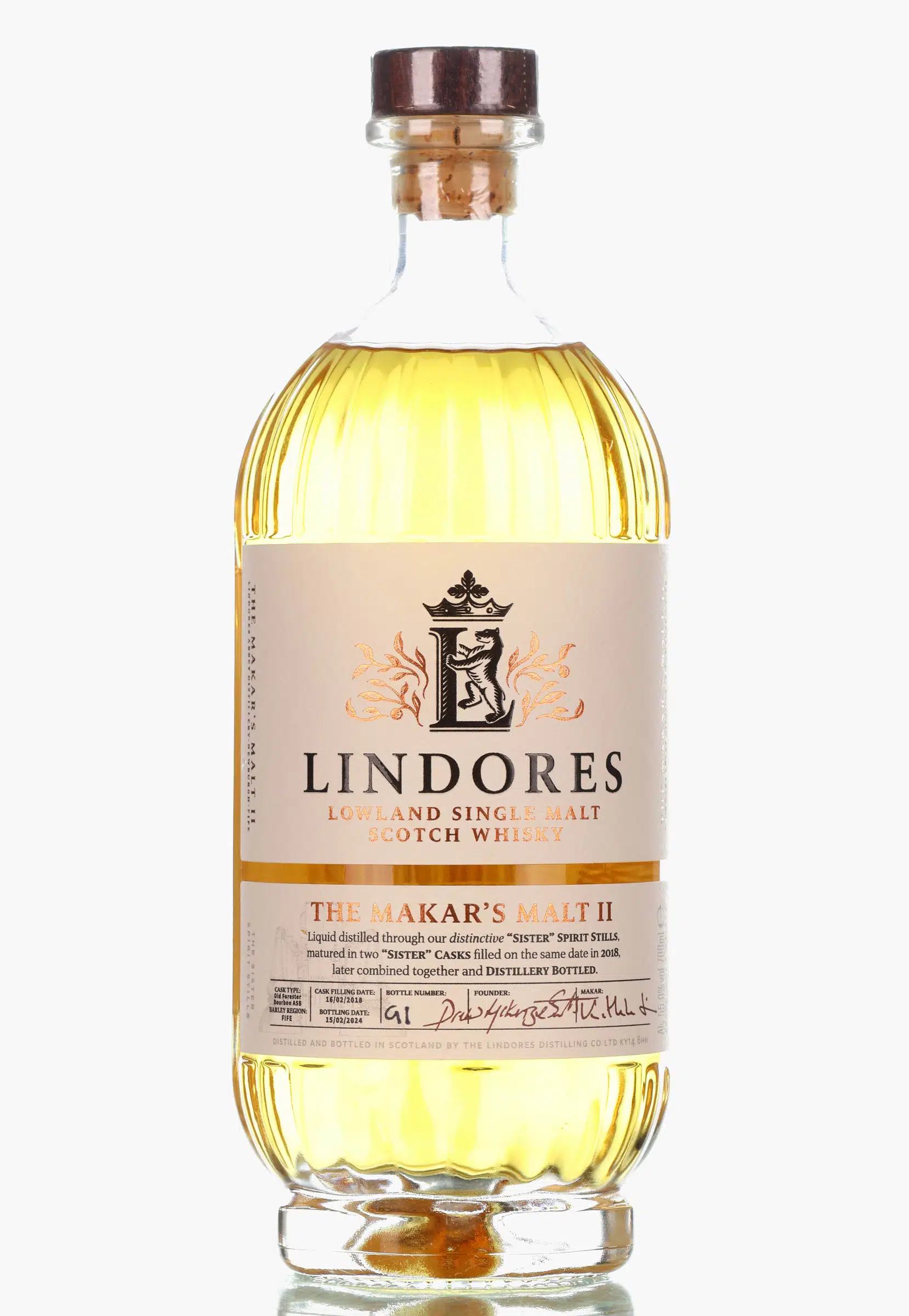 Lindores Abbey The Makar's Malt II 5 Year Old, Bourbon Cask, 2024, 55% whisky bottle